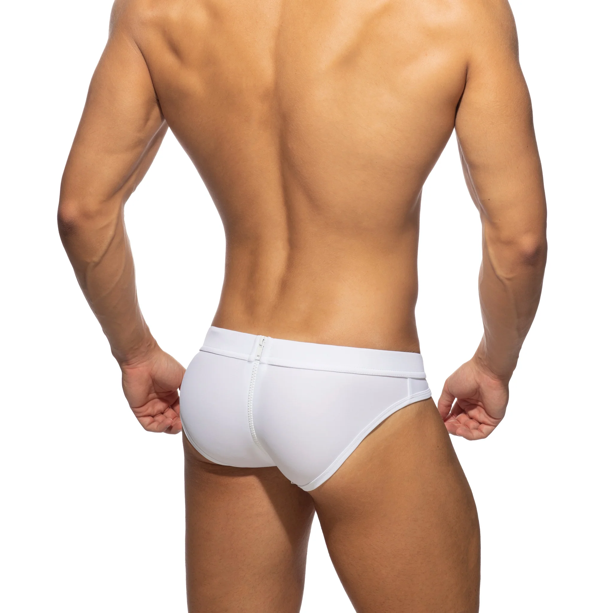 AD Fetish Allover Zip Swim Brief White ADF150 - Image 3