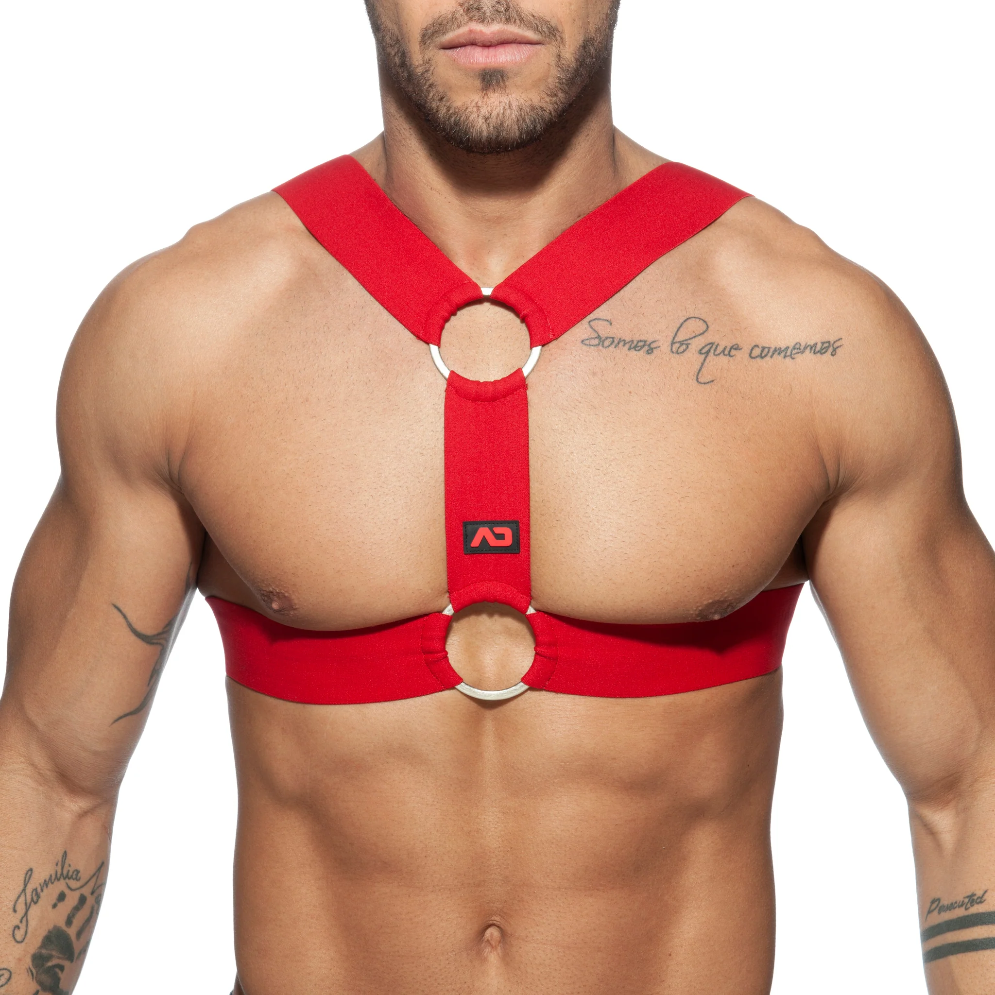 AD Fetish Double Ring Harness Red ADF116 - Image 2
