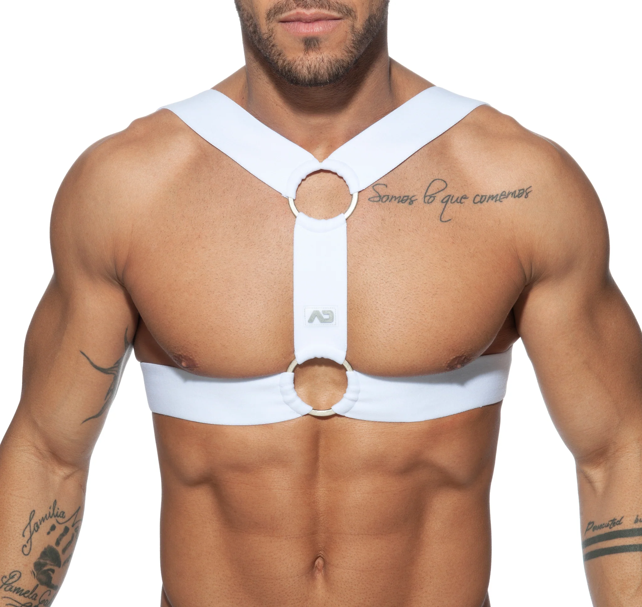 AD Fetish Double Ring Harness White ADF116 - Image 2