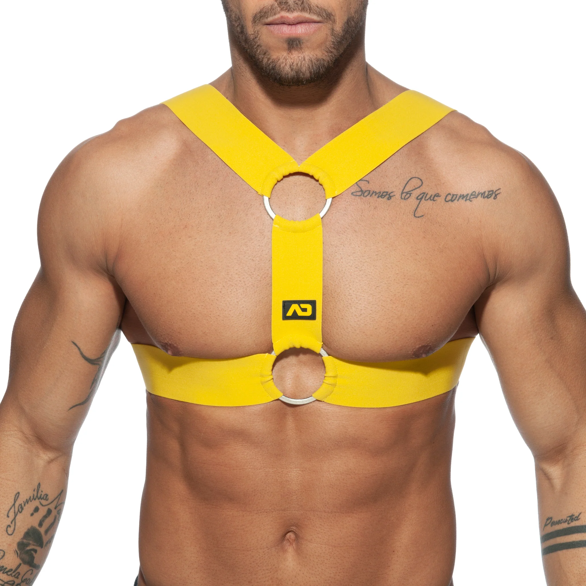 AD Fetish Double Ring Harness Yellow ADF116 - Image 2