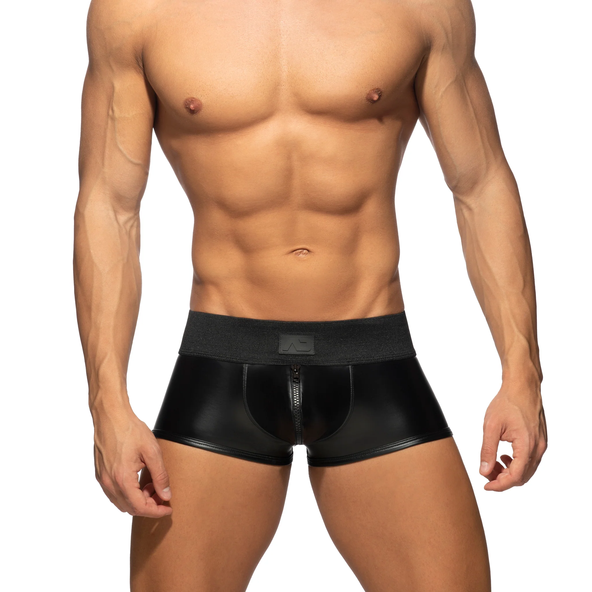 AD Fetish Front & Back Zip Rub Trunk Black ADF137 - Image 2
