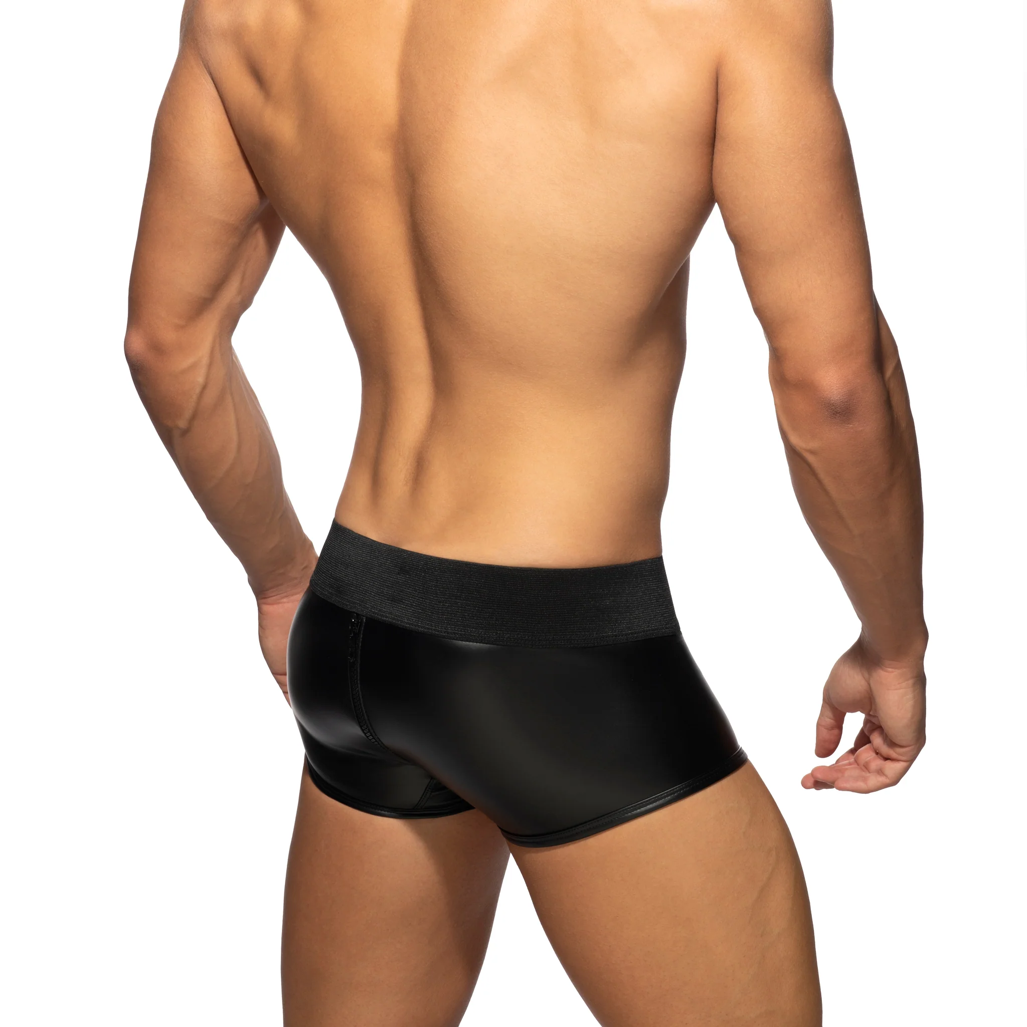 AD Fetish Front & Back Zip Rub Trunk Black ADF137 - Image 3