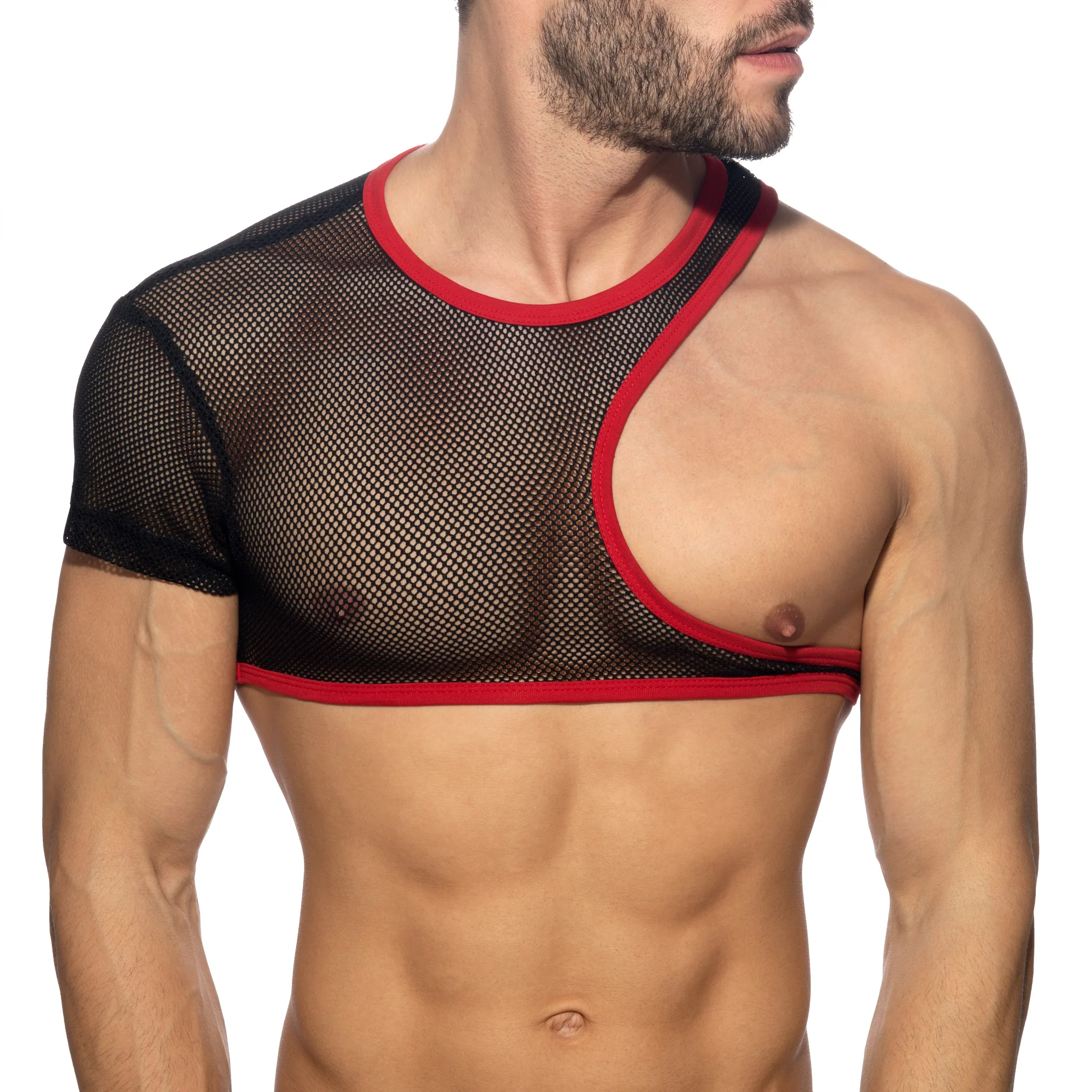 AD Fetish Irregular Mesh Crop Top Red ADF163 - Image 2