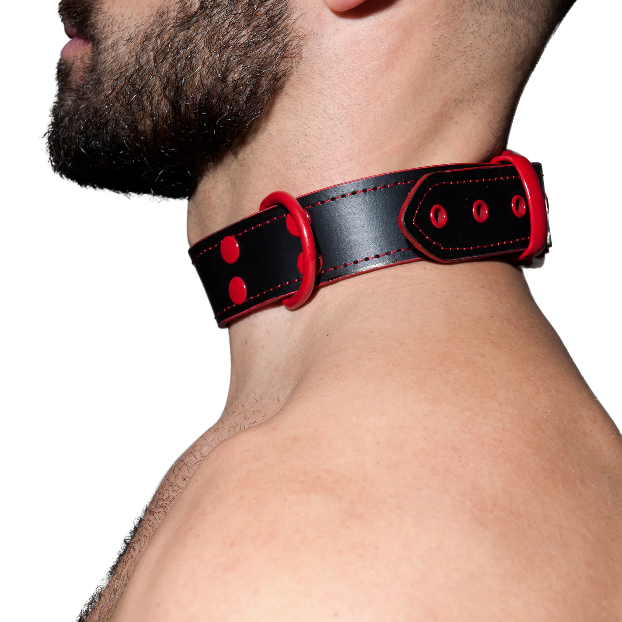 AD Fetish Leather Collar Red ADF44 - Image 3