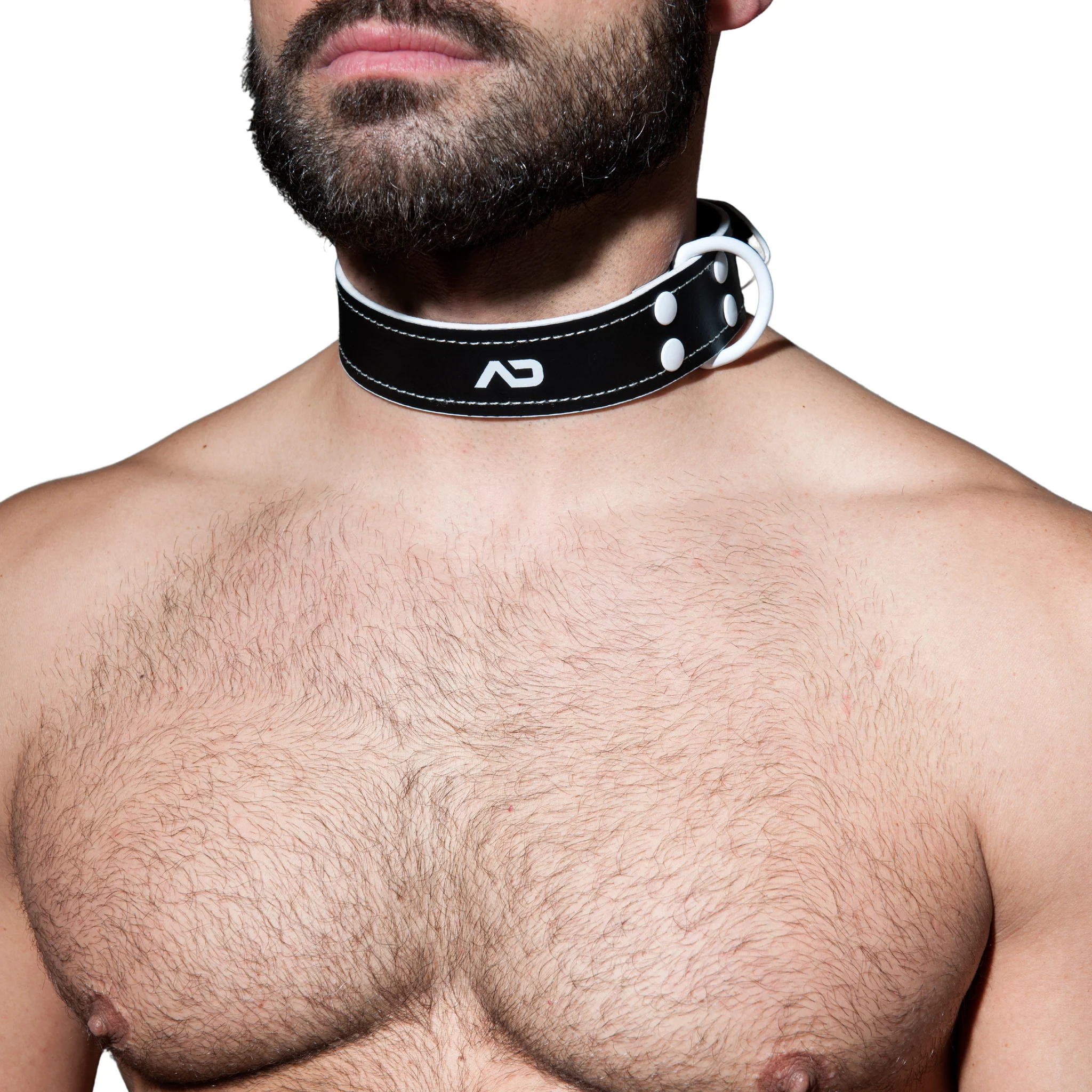 AD Fetish Leather Collar White ADF44 - Image 2
