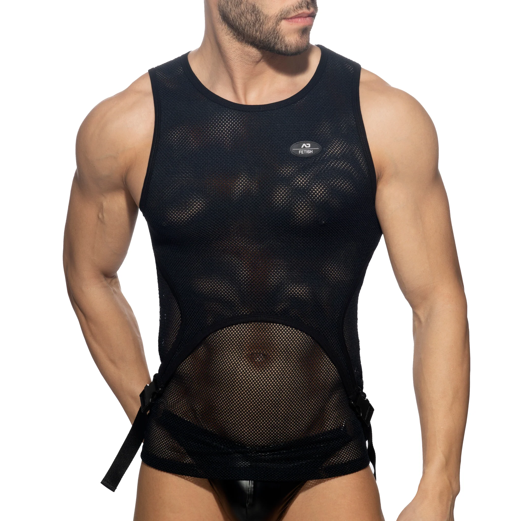AD Fetish Mesh Double Clip Tank Top Black ADF162 - Image 2