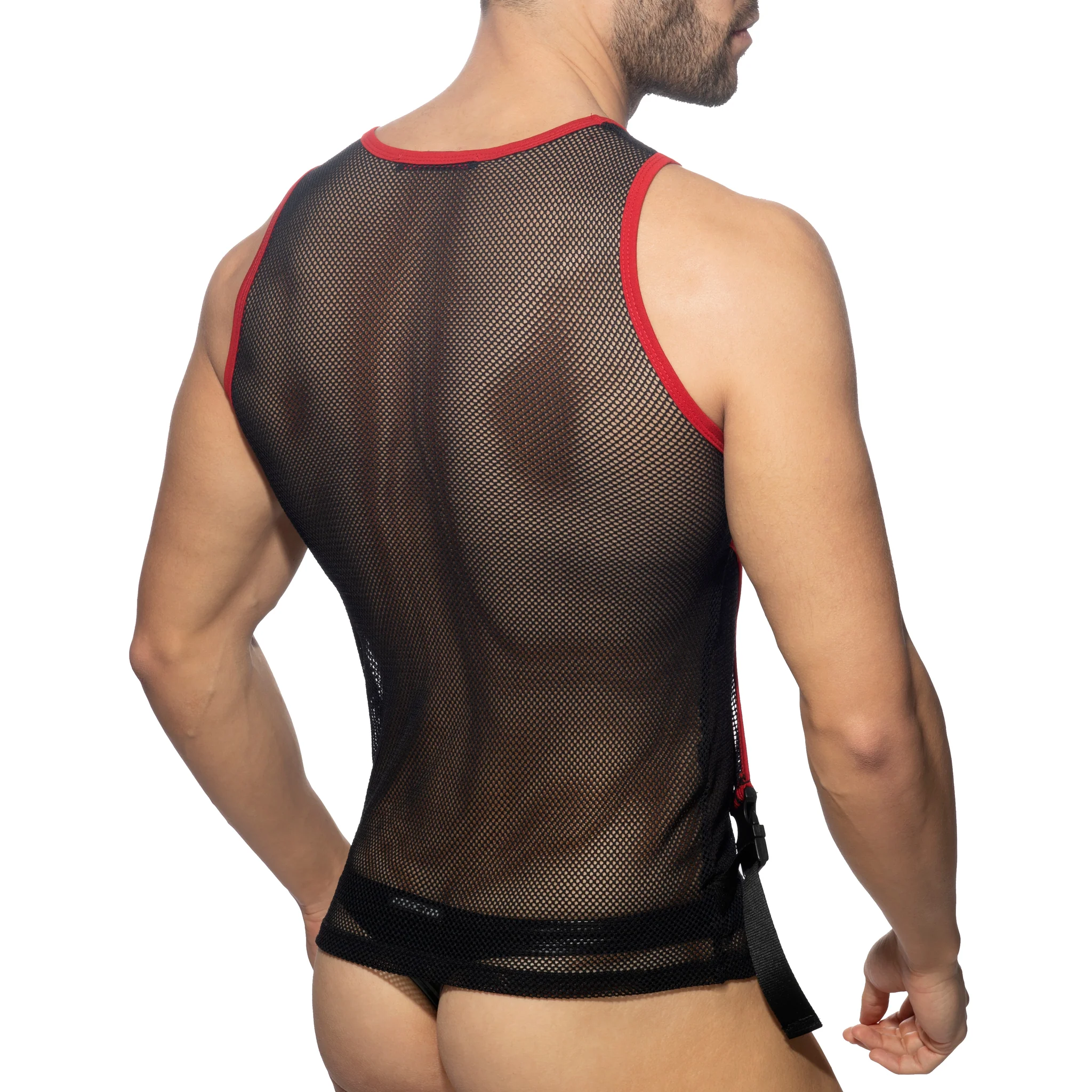 AD Fetish Mesh Double Clip Tank Top Red ADF162 - Image 3