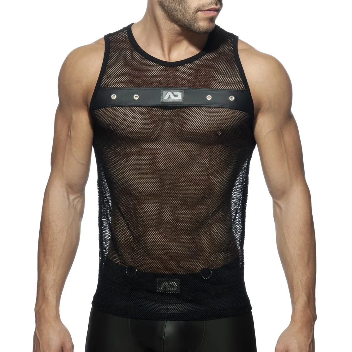 AD Fetish Mesh Mixed Tank Top Black ADF76 - Image 2
