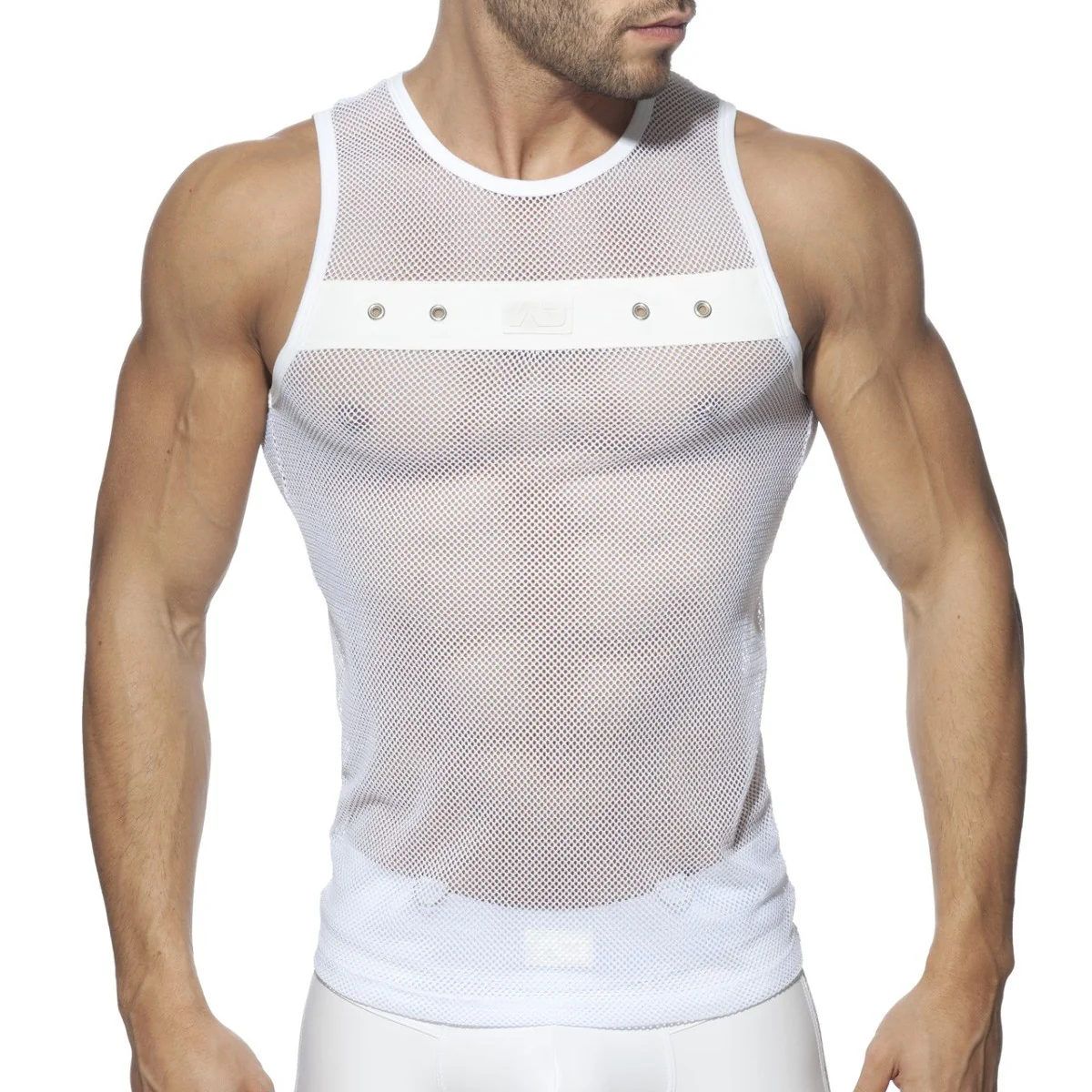 AD Fetish Mesh Mixed Tank Top White ADF76 - Image 2