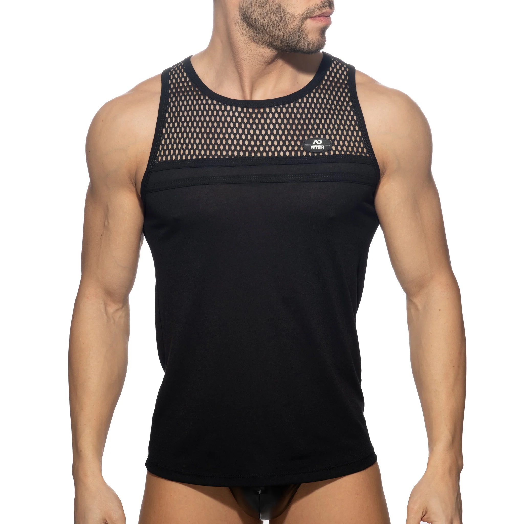 AD Fetish Mesh-Striped Tank Top Black ADF167 - Image 2