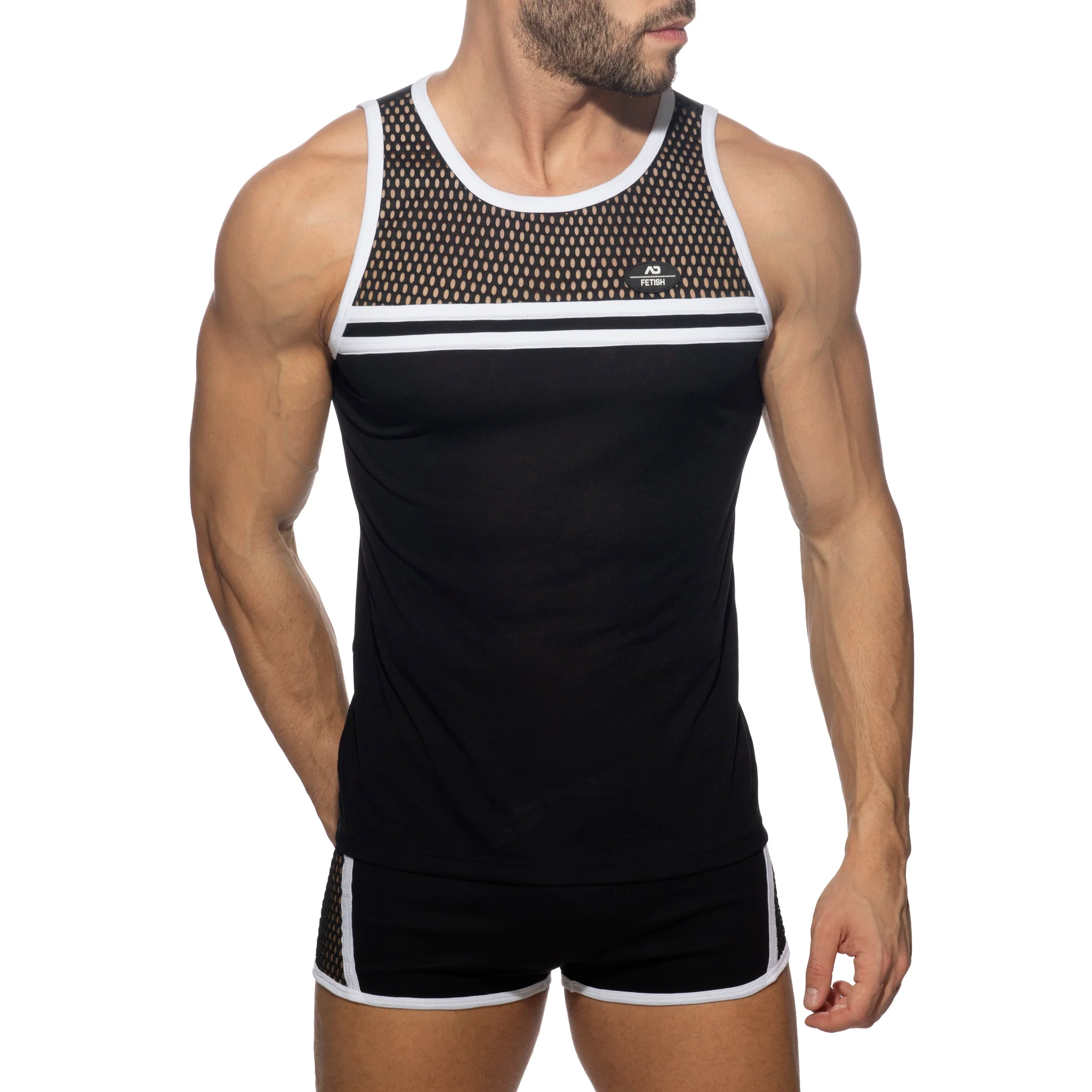 AD Fetish Mesh-Striped Tank Top White ADF167 - Image 2