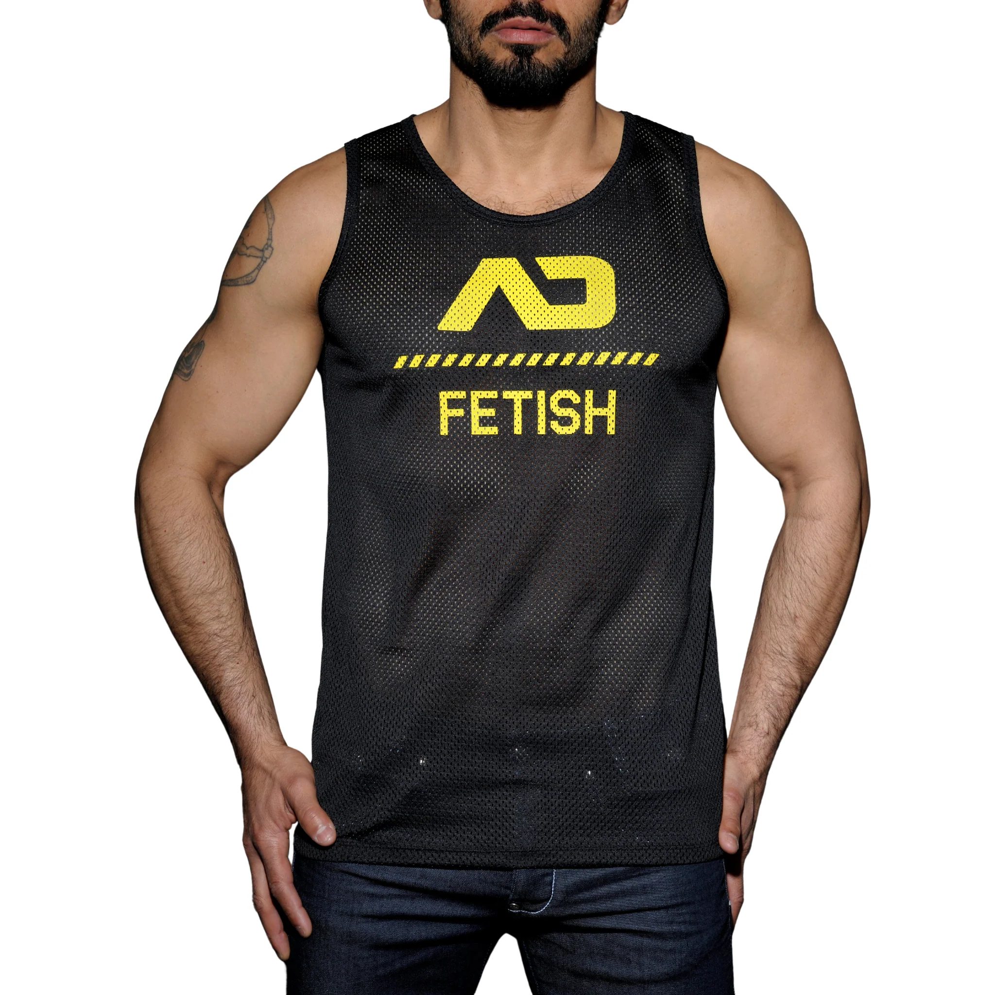 AD Fetish Mesh Tank Top Yellow ADF54 - Image 2