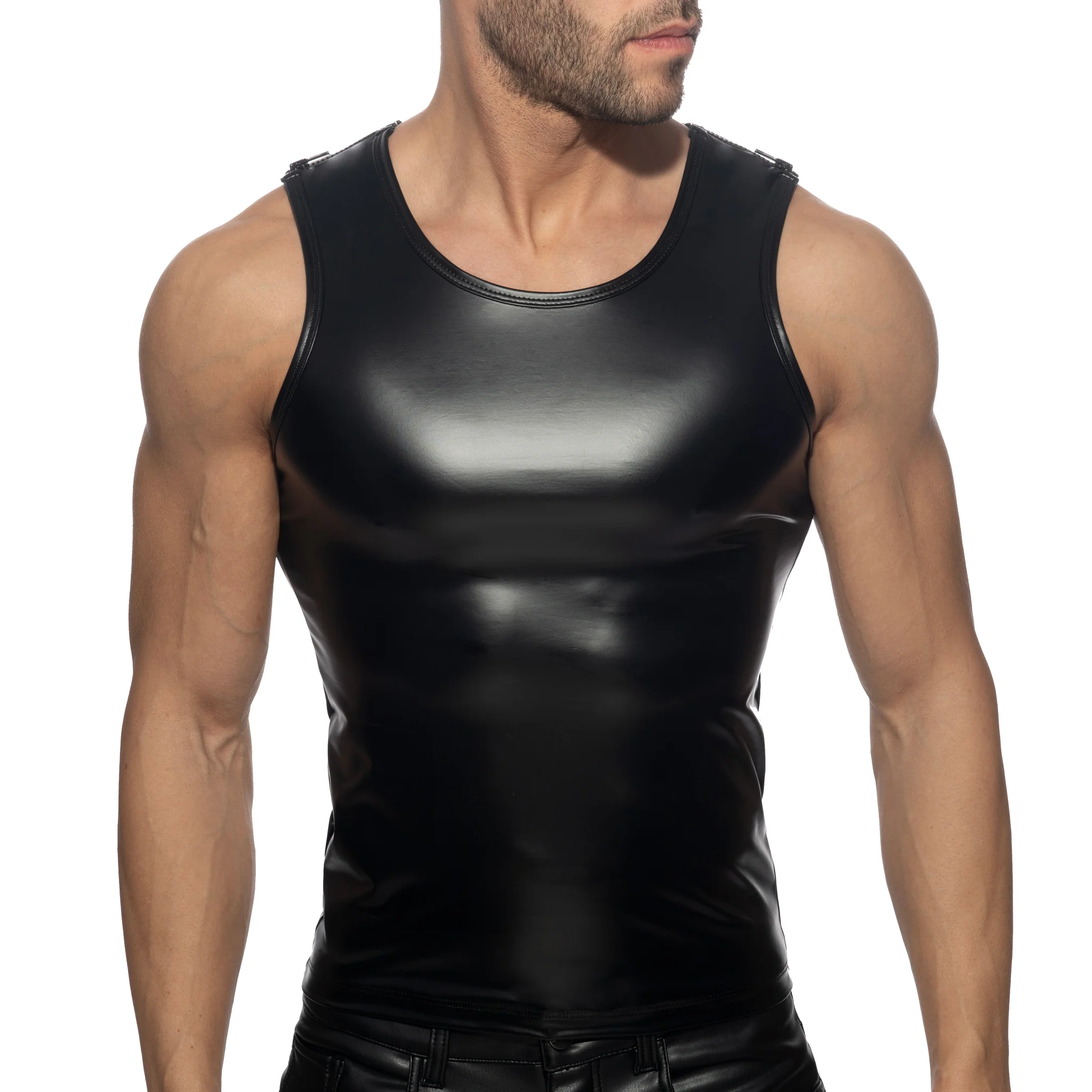 AD Fetish Rub Shoulder Zip Tank Top Black ADF215 - Image 2