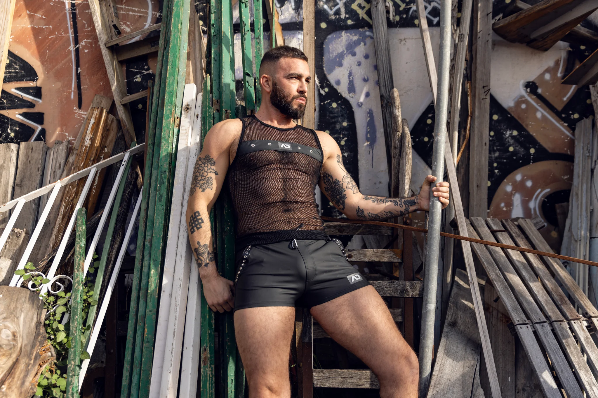 AD Fetish Rub Tape Sports Short Black ADF140 - Image 4