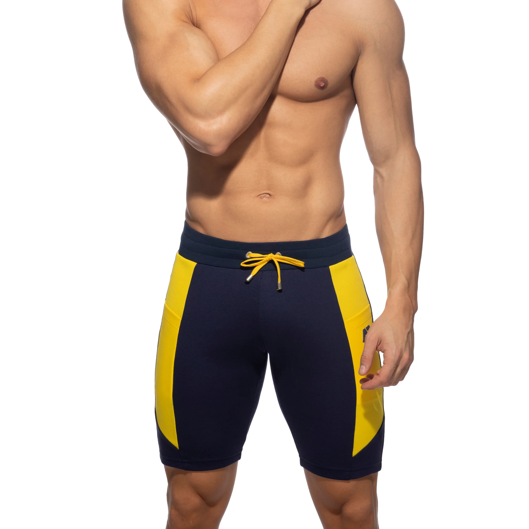 Addicted AD Cotton Sports Knee Shorts Navy AD1067 - Image 2