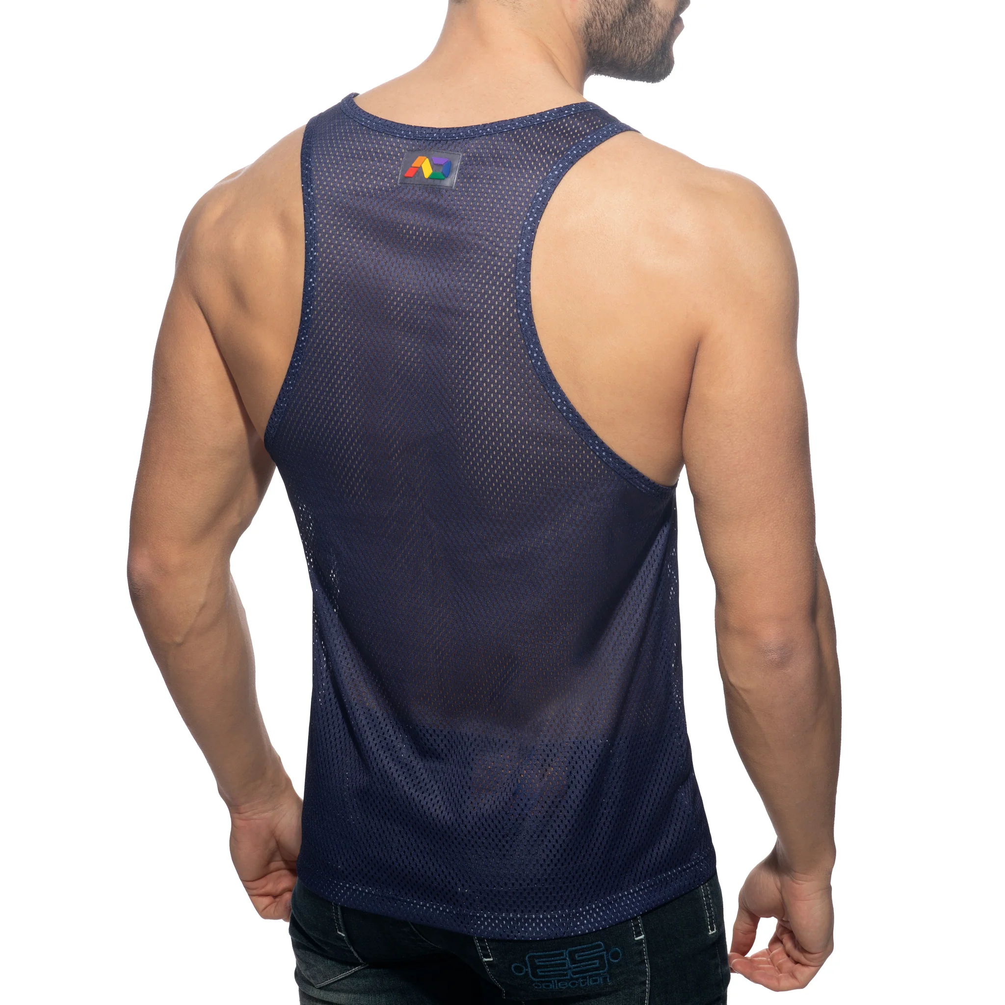 Addicted AD Rainbow Tank Top Navy AD542 - Image 3