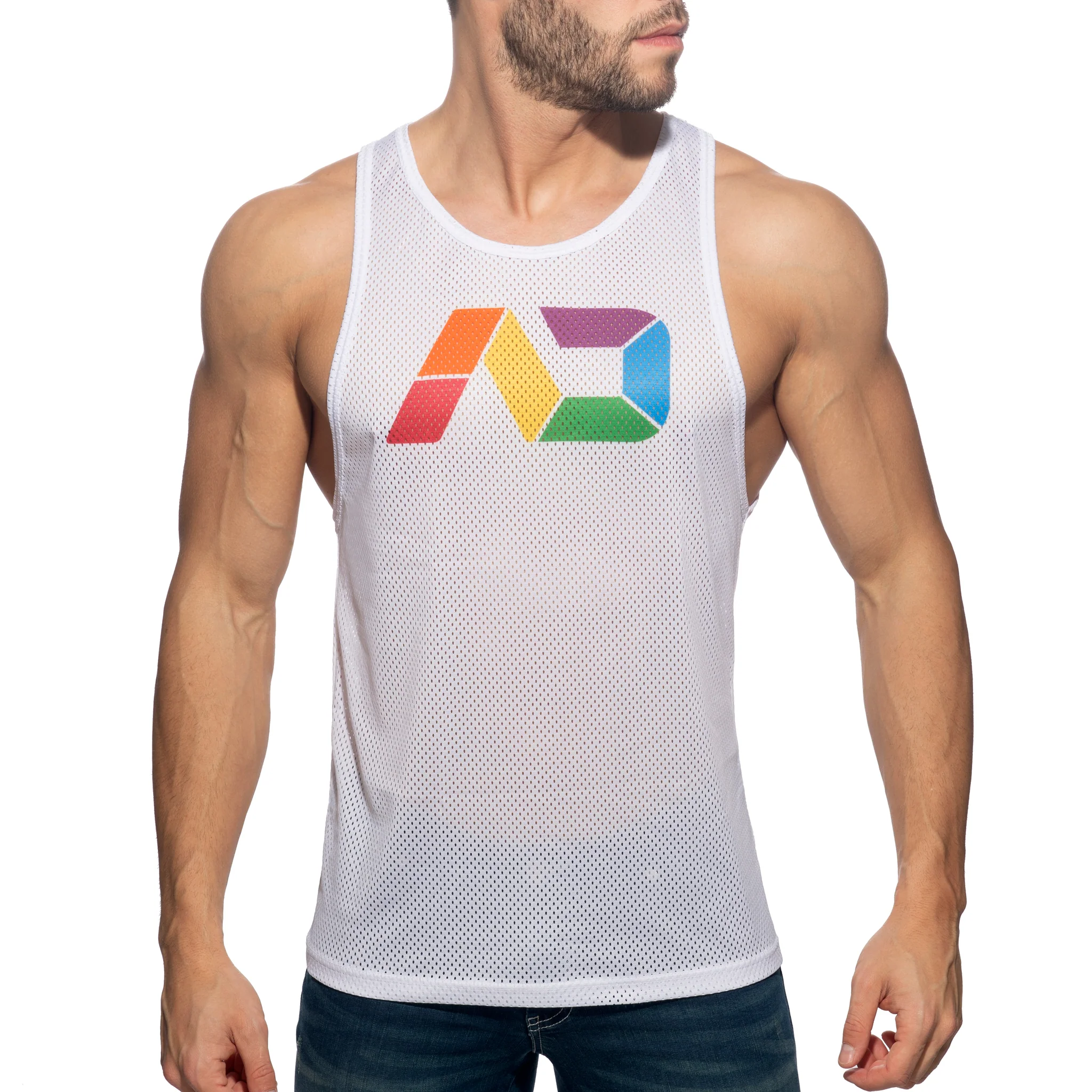 Addicted AD Rainbow Tank Top White AD542 - Image 2