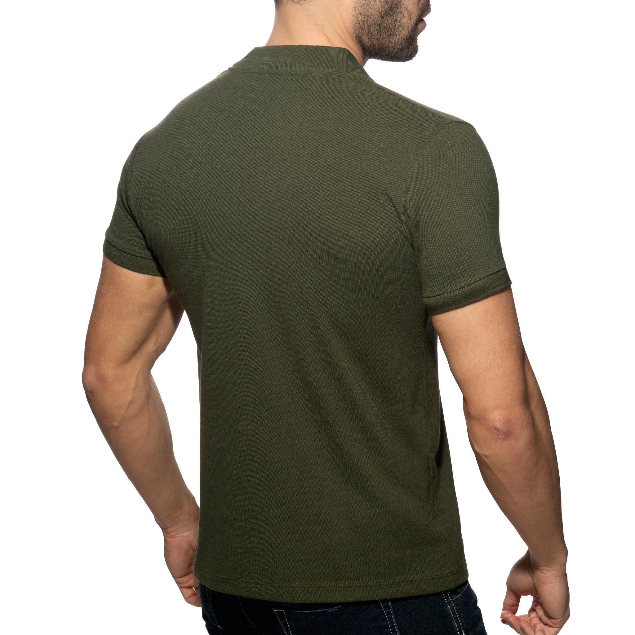 Addicted AD V-Neck Polo Shirt Khaki AD1258 - Image 3