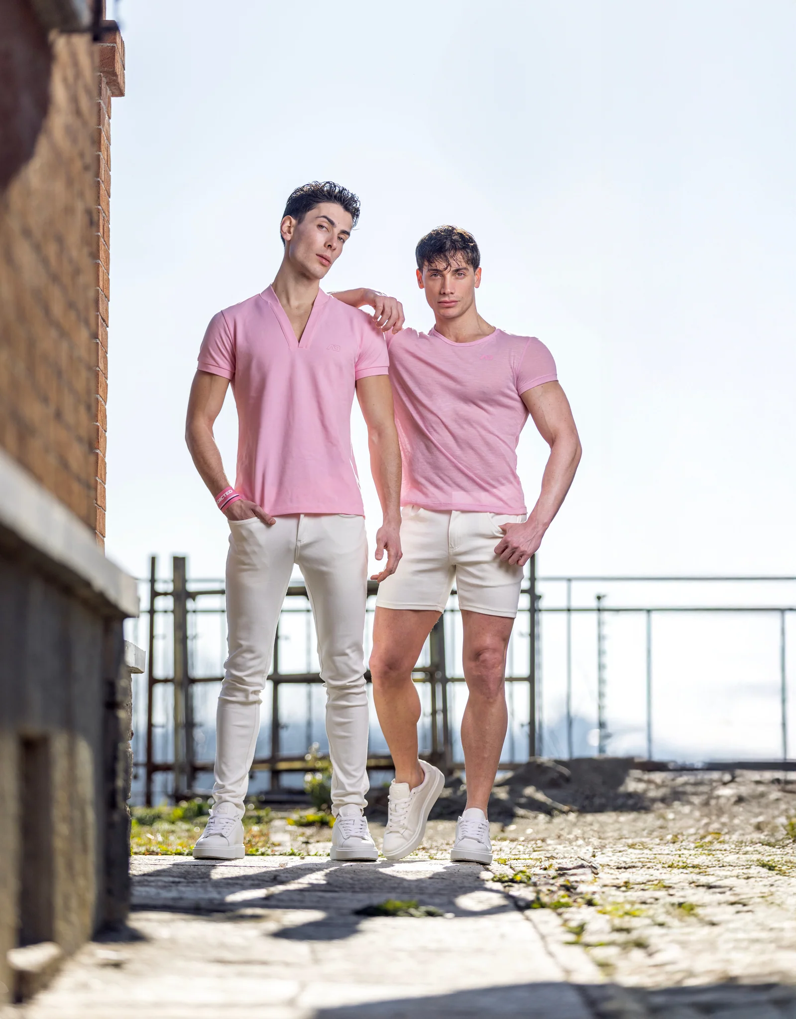 Addicted AD V-Neck Polo Shirt Pink AD1258 - Image 4