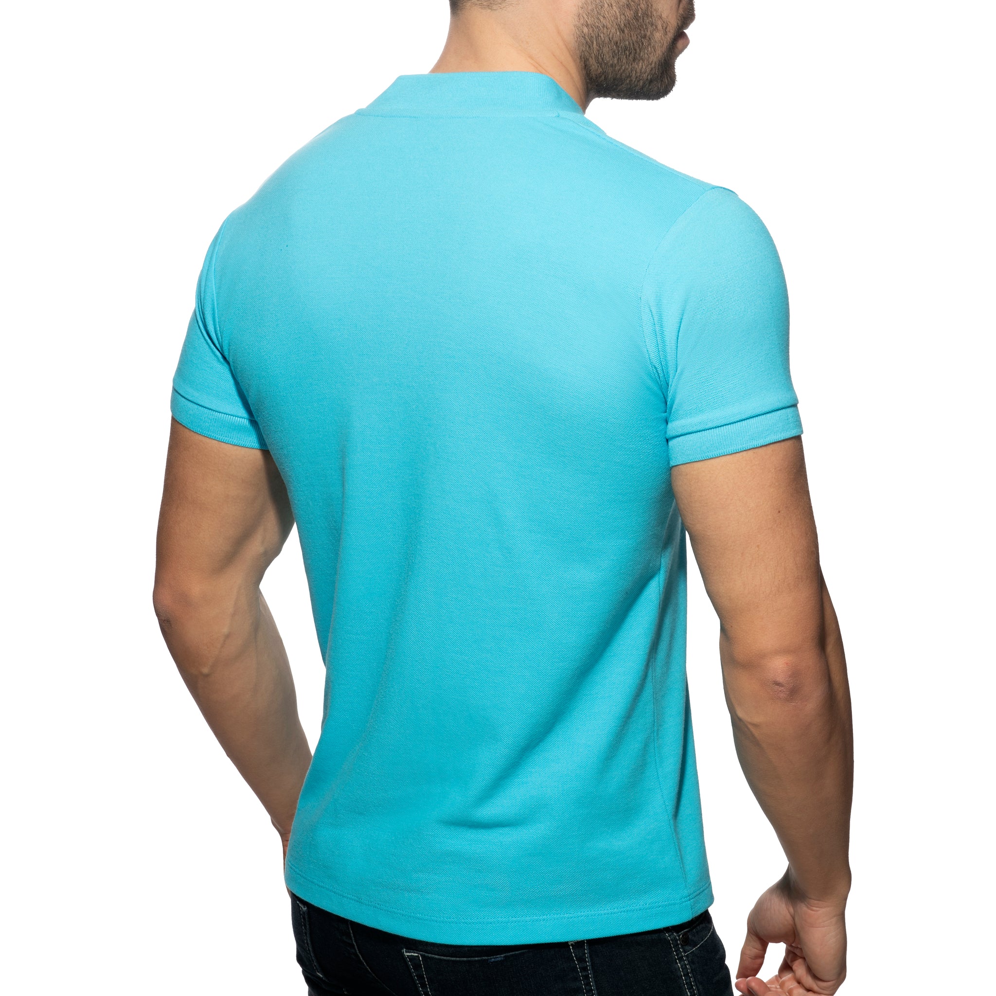 Addicted AD V-Neck Polo Shirt Turquoise AD1258 - Image 3