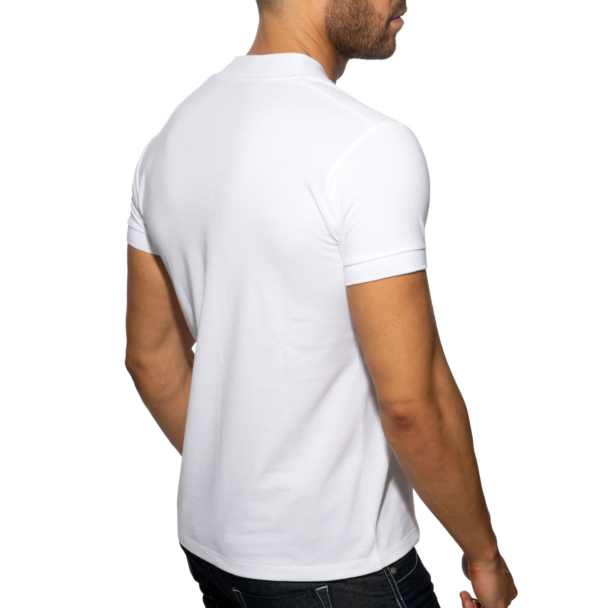 Addicted AD V-Neck Polo Shirt White AD1258 - Image 3