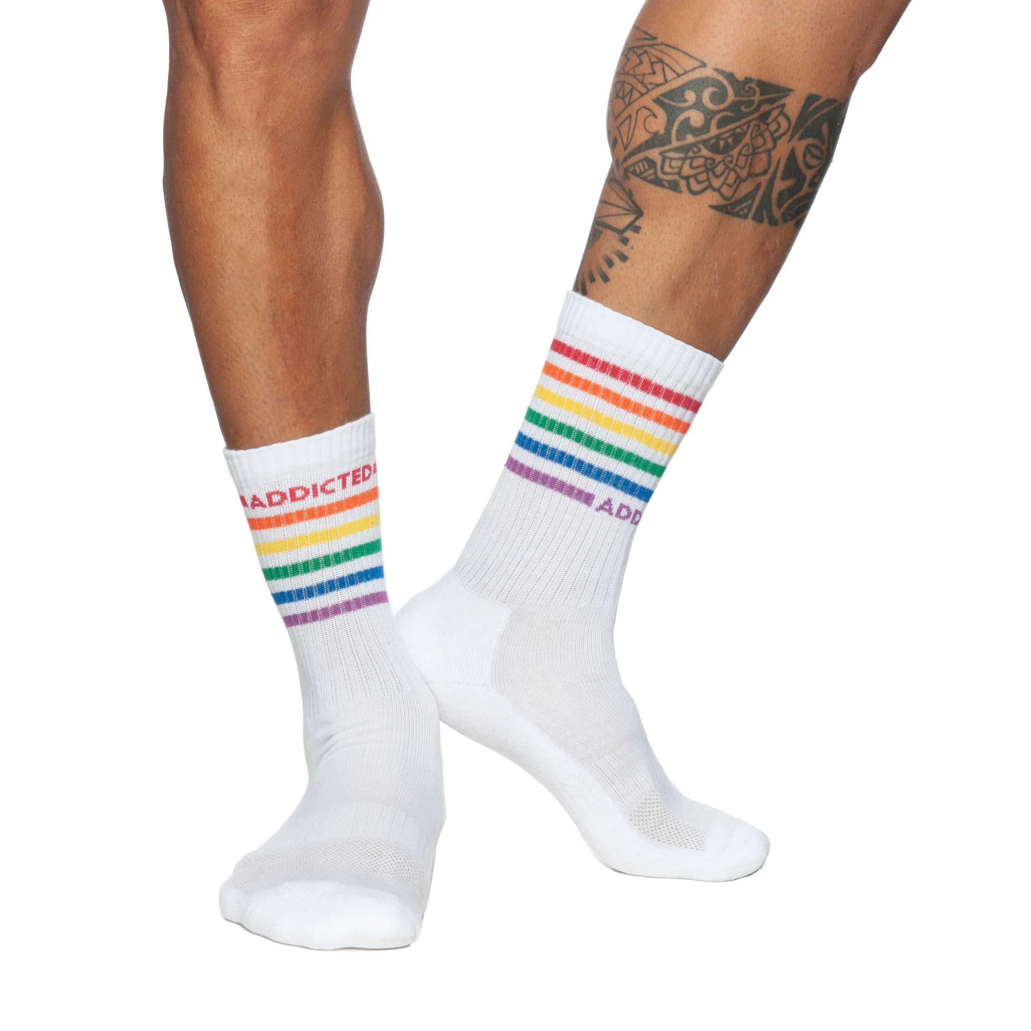 Addicted Rainbow Socks White AD838