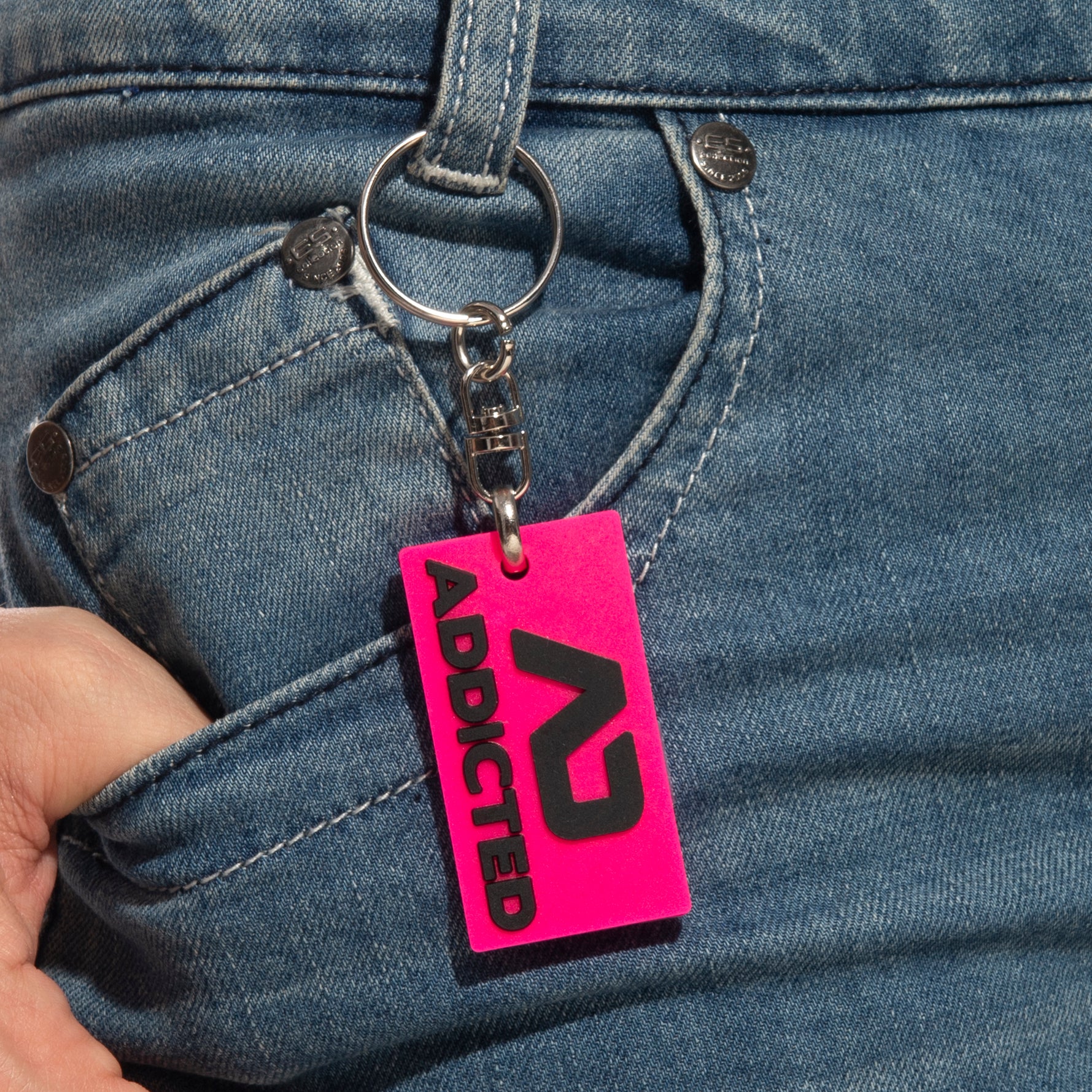 Addicted Rubber Keyring Fuchsia AC223 - Image 2