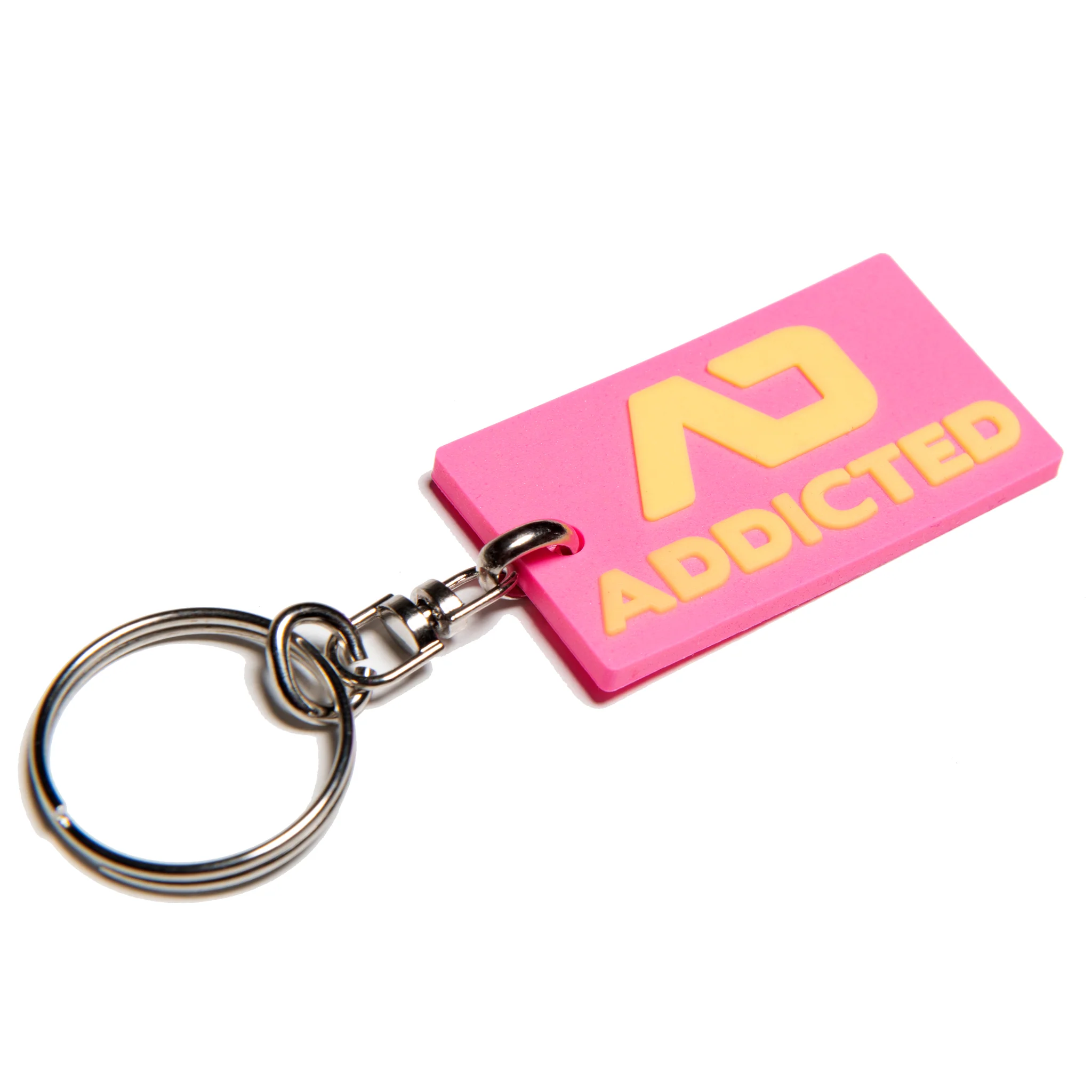 Addicted Rubber Keyring Neon Pink AC223