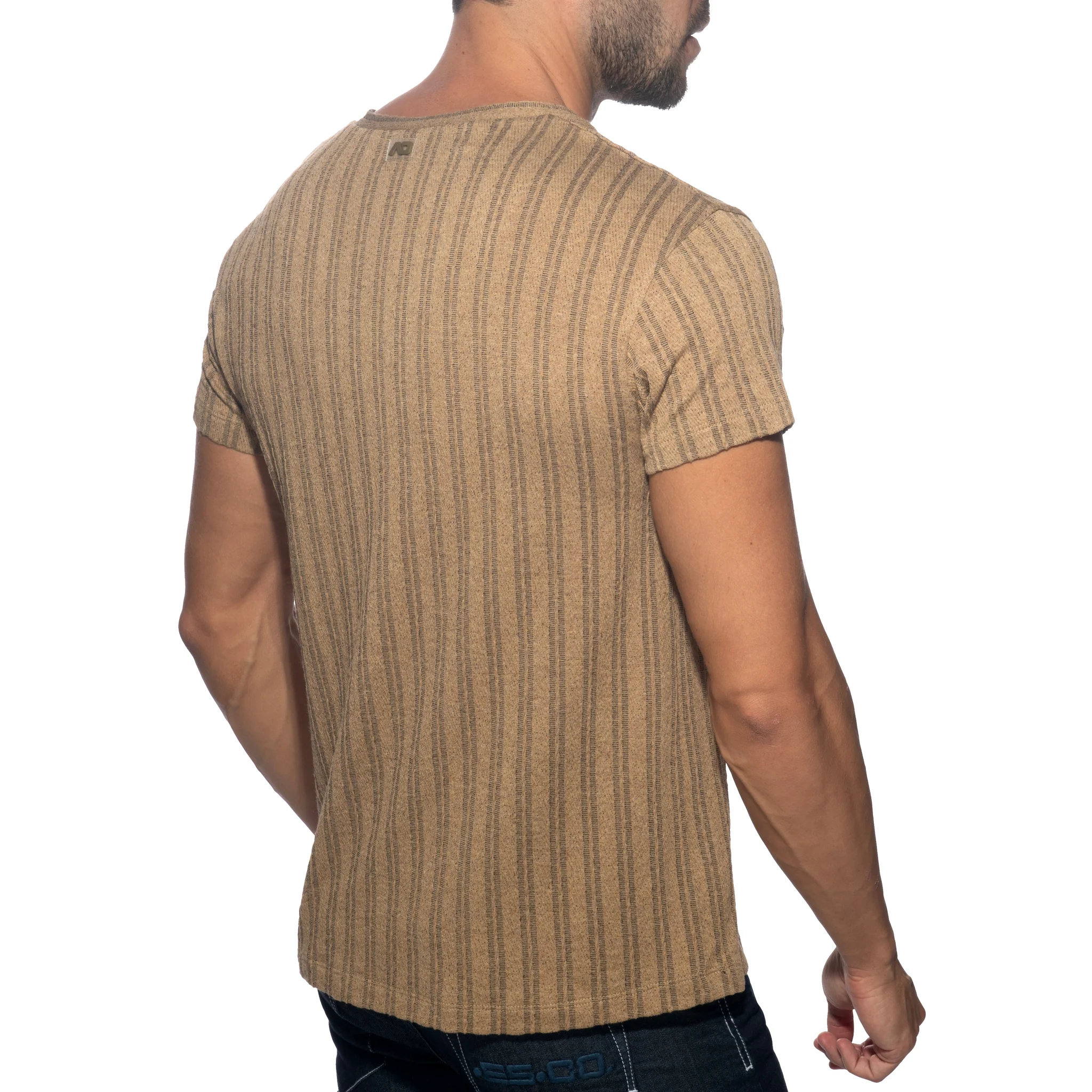 Addicted Barley V-Neck T-Shirt Brown AD1387 - Image 3