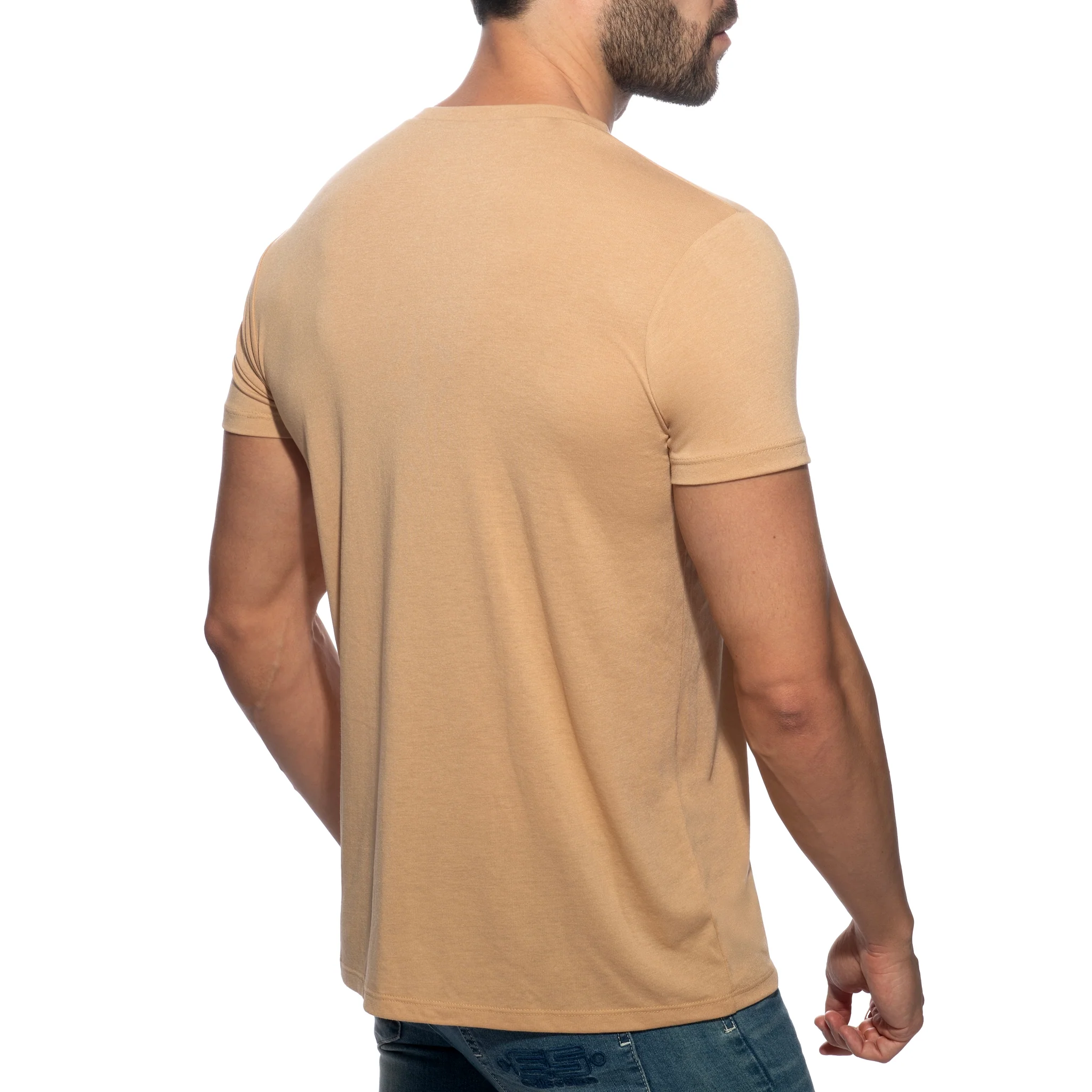 Addicted Basic V-Neck T-Shirt Beige AD423 - Image 3