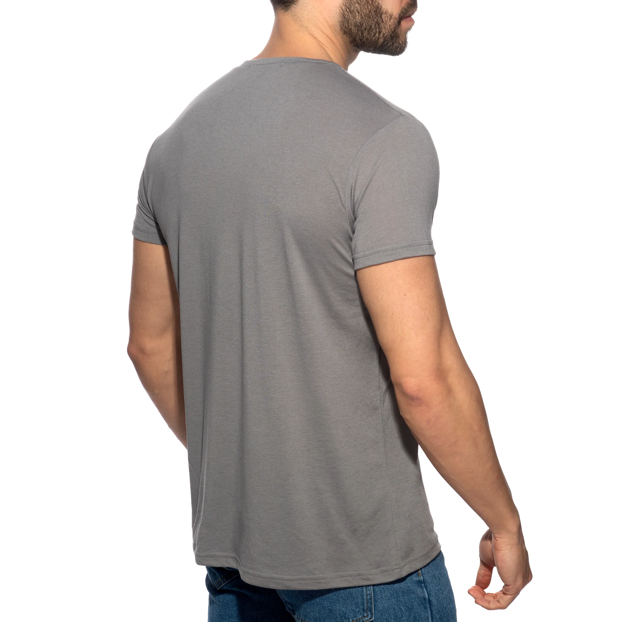 Addicted Basic V-Neck T-Shirt Heather Grey AD423 - Image 3