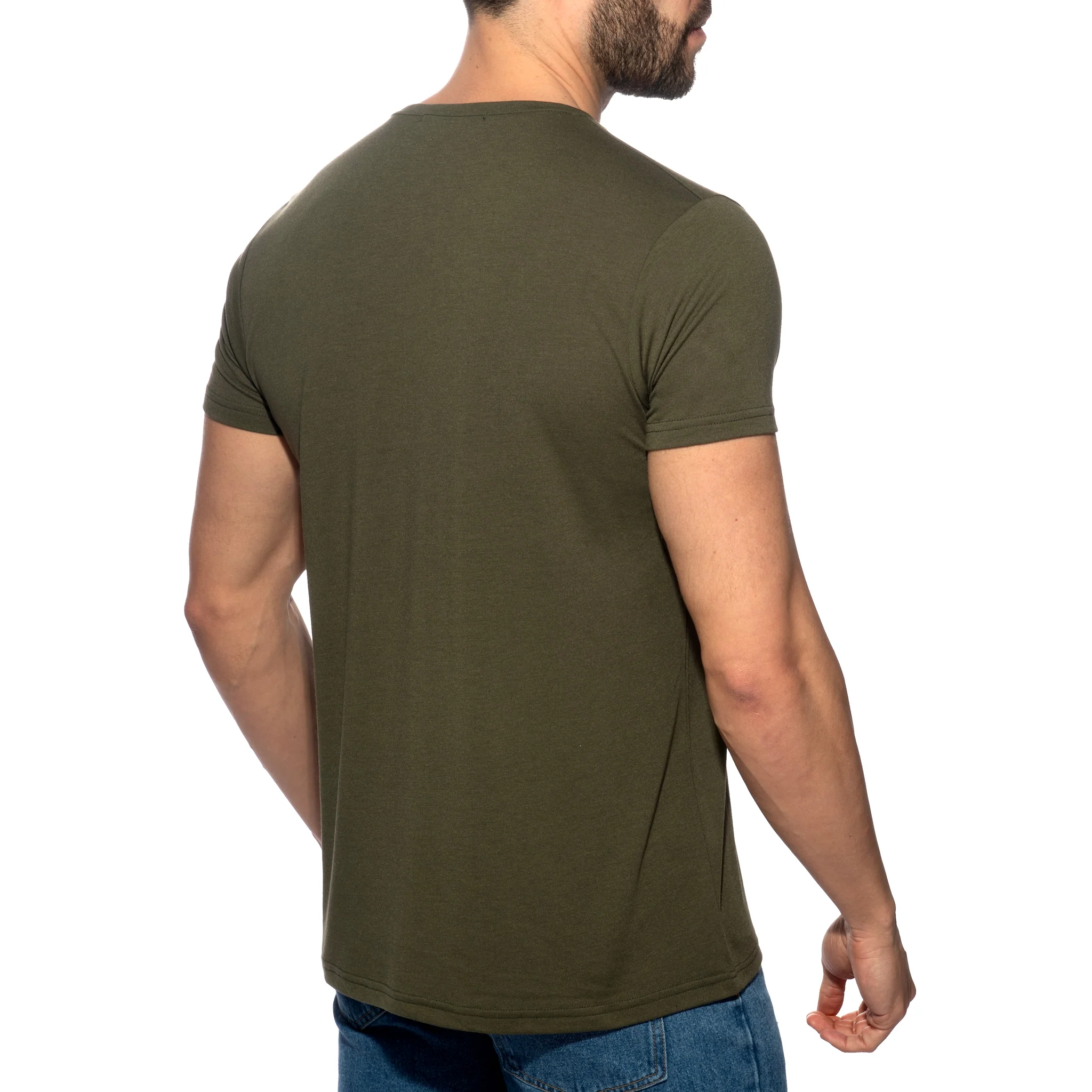 Addicted Basic V-Neck T-Shirt Khaki AD423 - Image 3