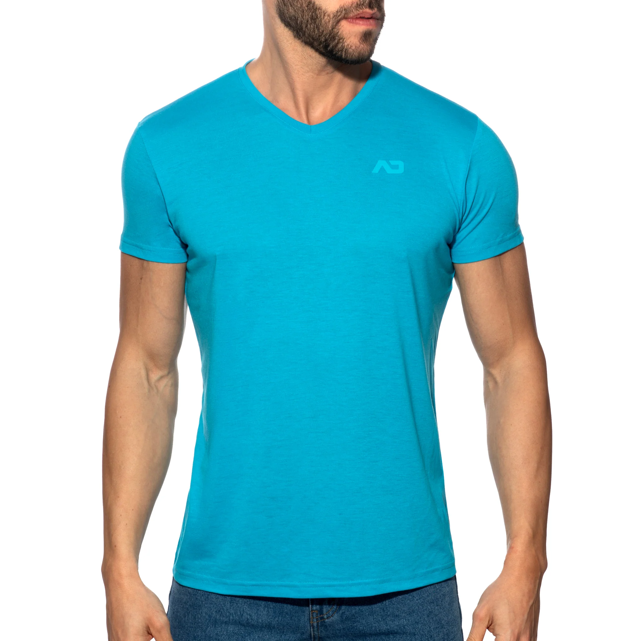 Addicted Basic V-Neck T-Shirt Turquoise AD423 - Image 2