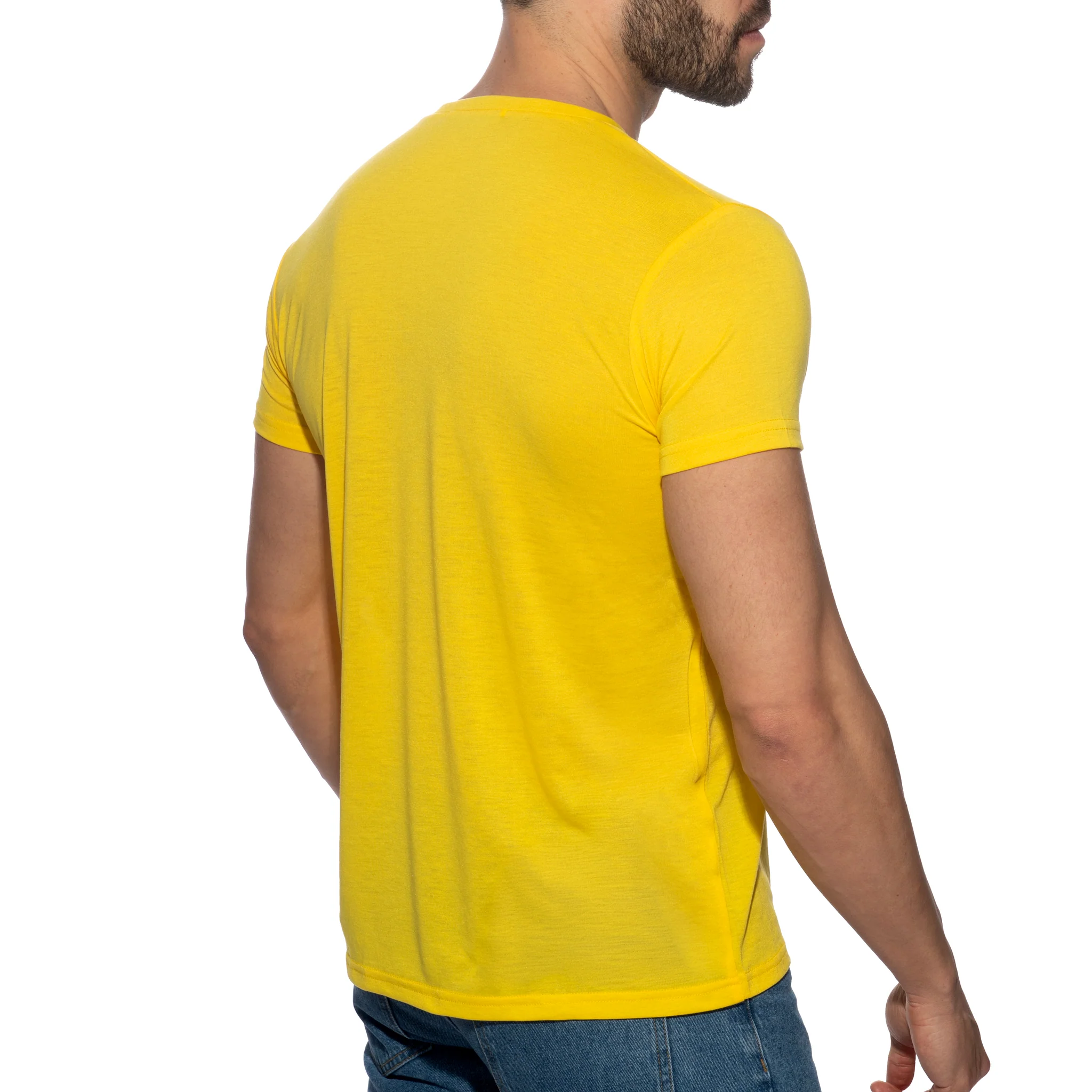 Addicted Basic V-Neck T-Shirt Yellow AD423 - Image 3
