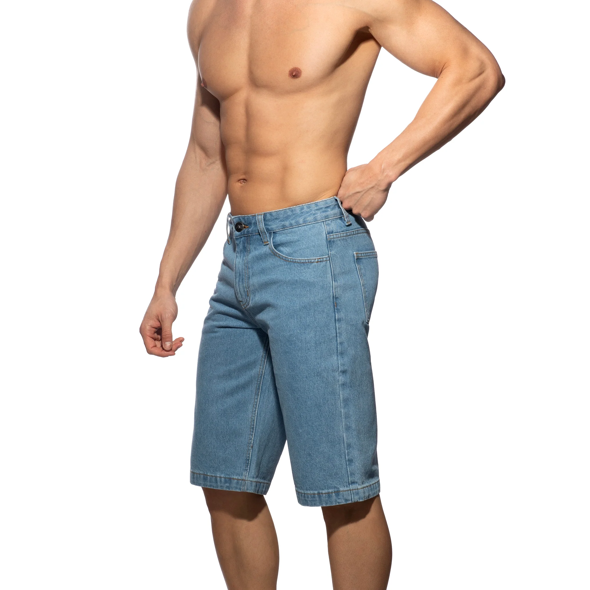 Addicted Bermuda Denim Baggy Fit Blue Jeans AD1397