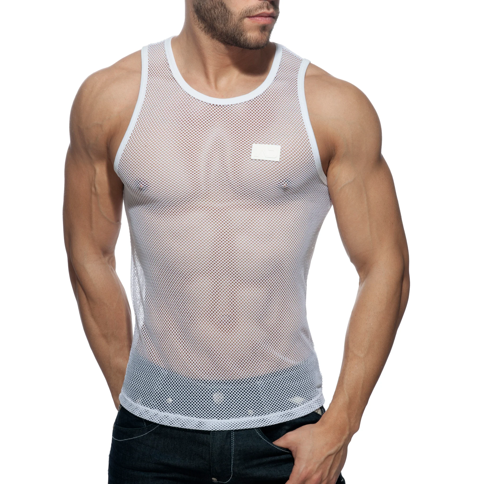Addicted Black & White Mesh Tanktop White AD848 - Image 2
