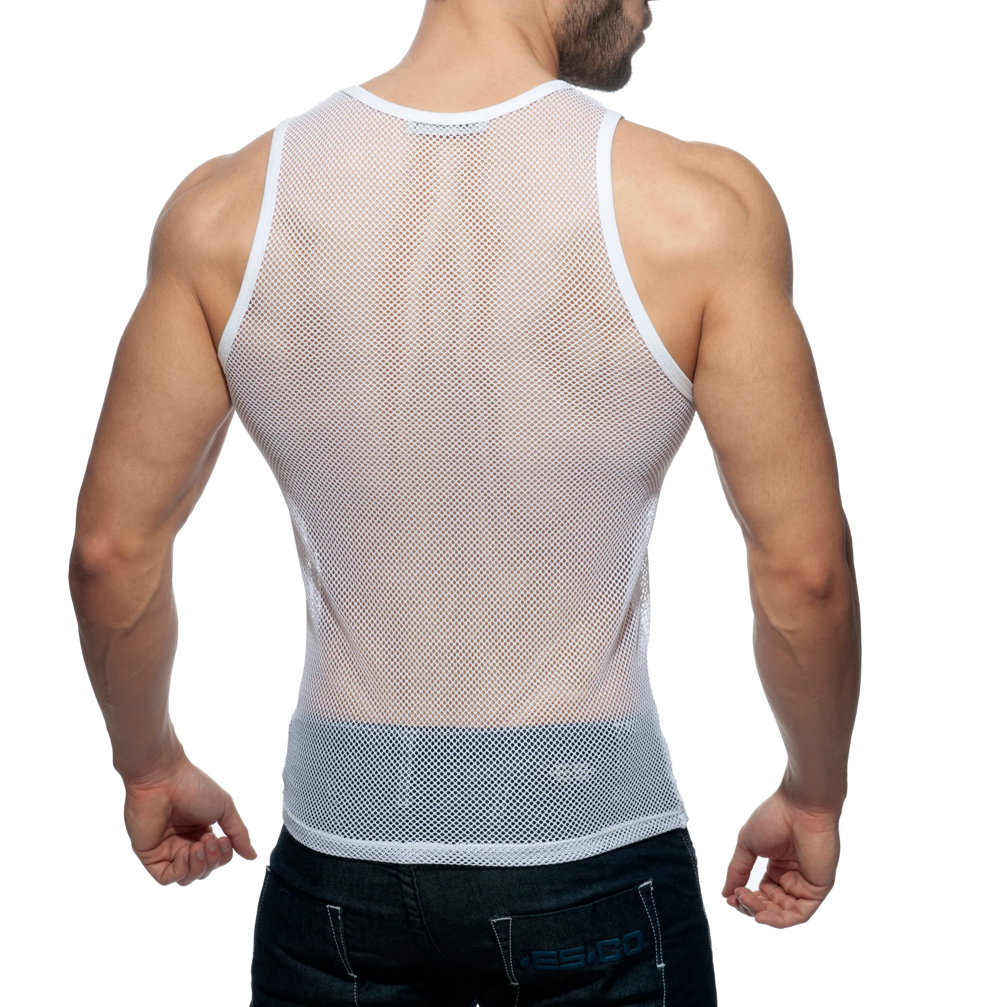 Addicted Black & White Mesh Tanktop White AD848 - Image 3