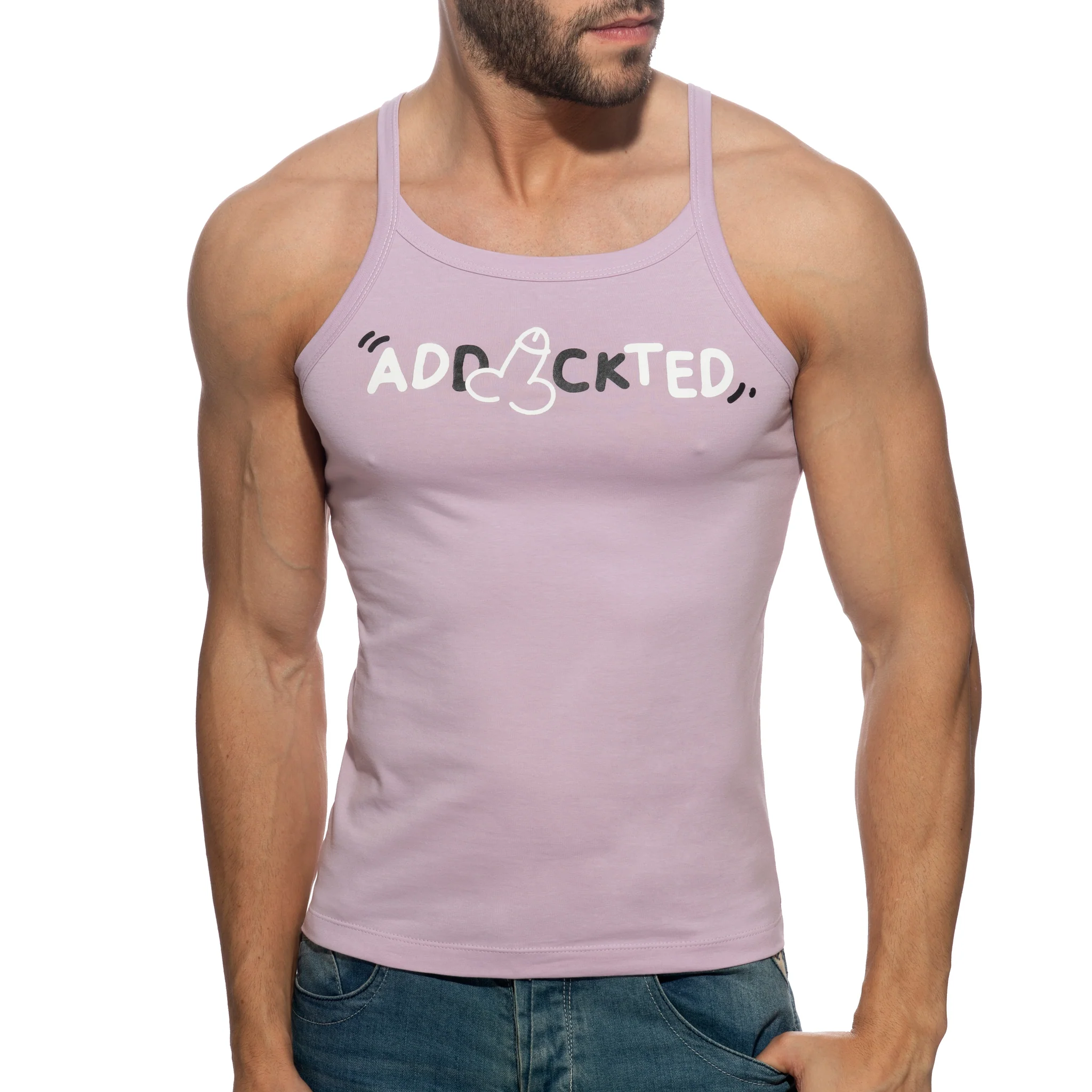Addicted Dick Addickted Tank Top Baby Pink AD1284 - Image 2