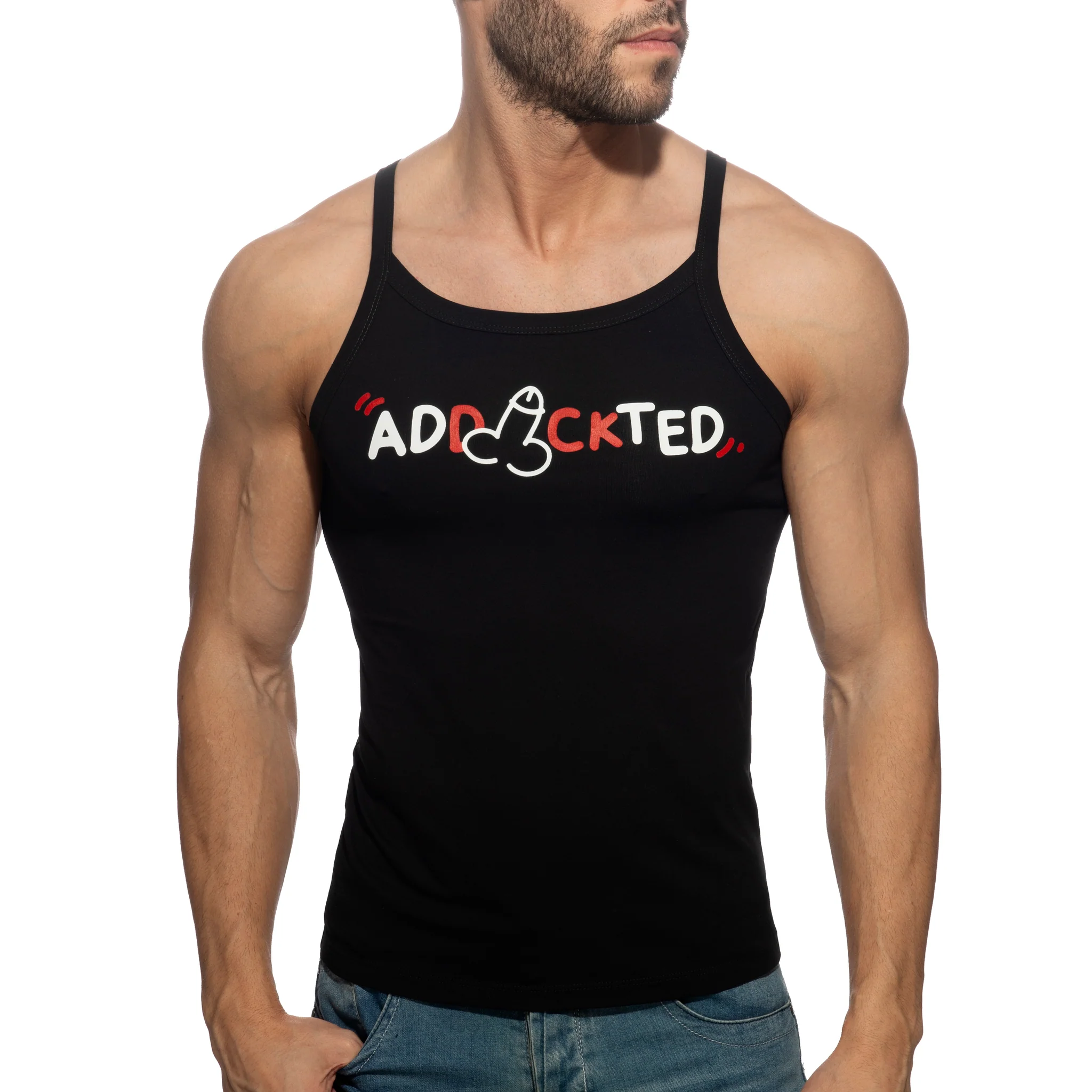 Addicted Dick Addickted Tank Top Black AD1284 - Image 2