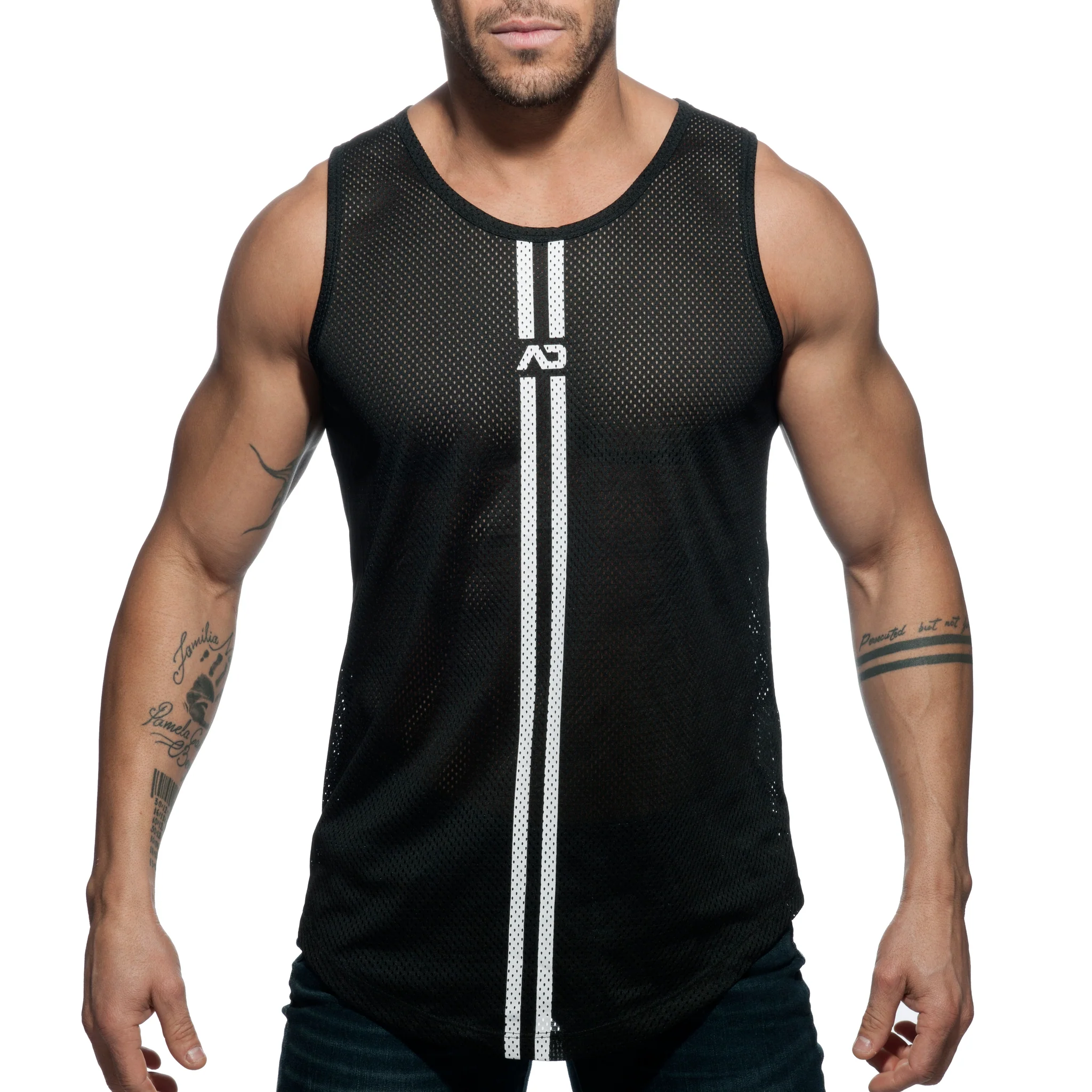 Addicted Double Stripe Tank Top Black AD671 - Image 2