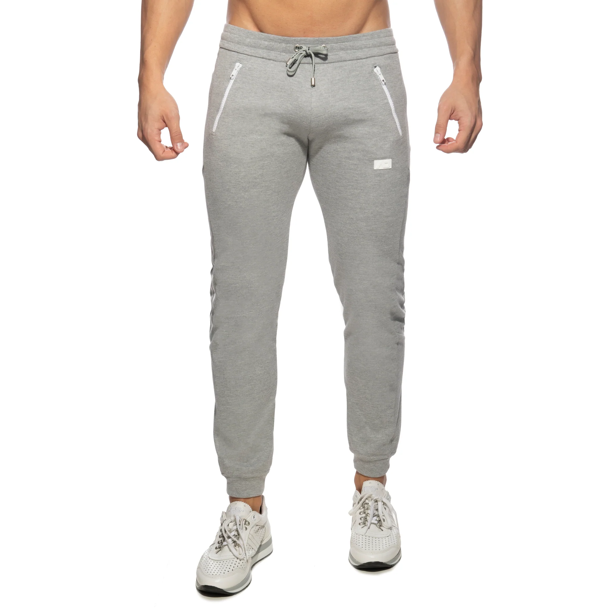 Addicted Double Zip Jogging Pants Heather Grey AD1012 - Image 2