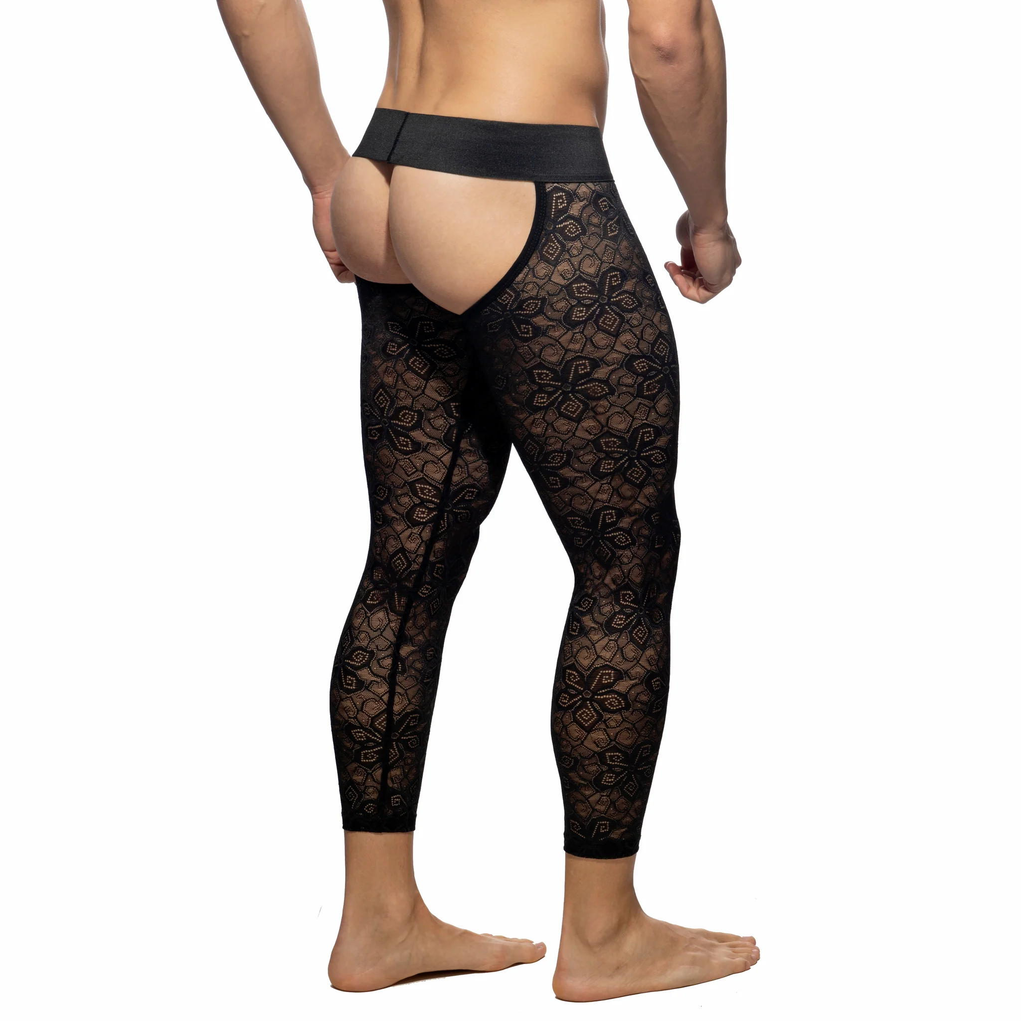 Addicted Flowery Lace Bottomless Long John Black AD1175 - Image 3