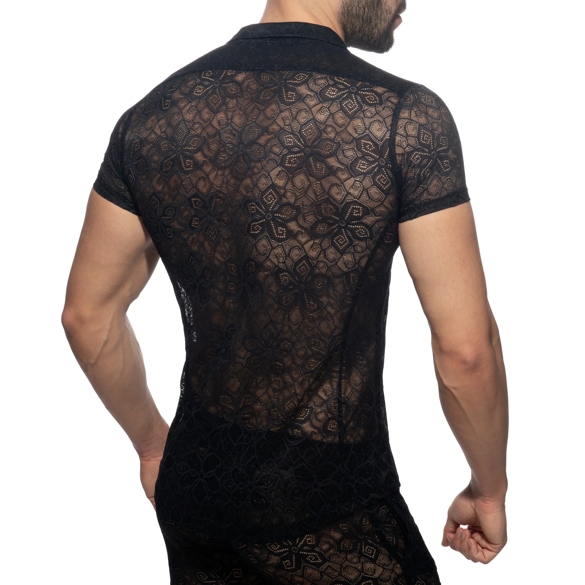 Addicted Flowery Lace Shirt Black AD1192 - Image 3
