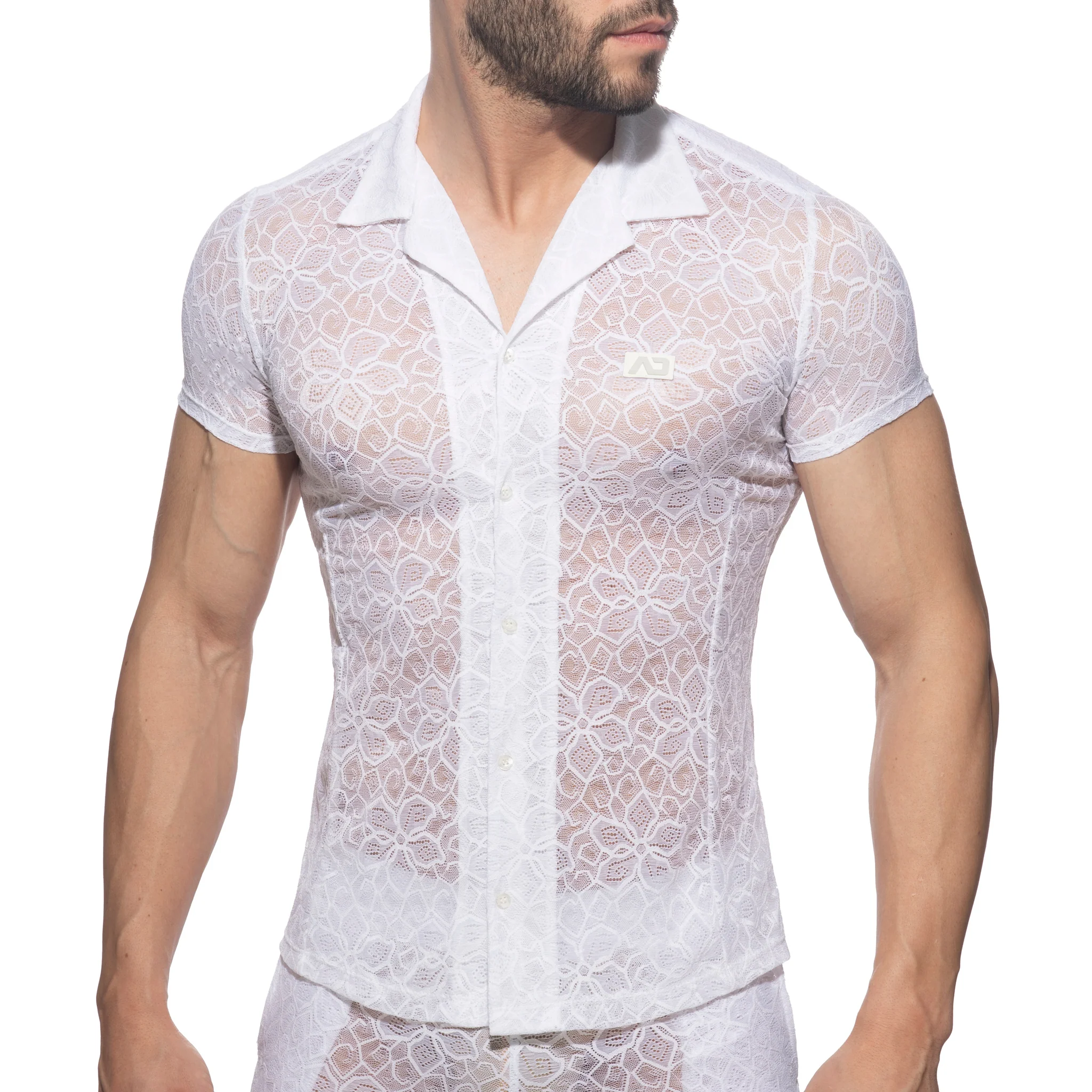 Addicted Flowery Lace Shirt White AD1192 - Image 2