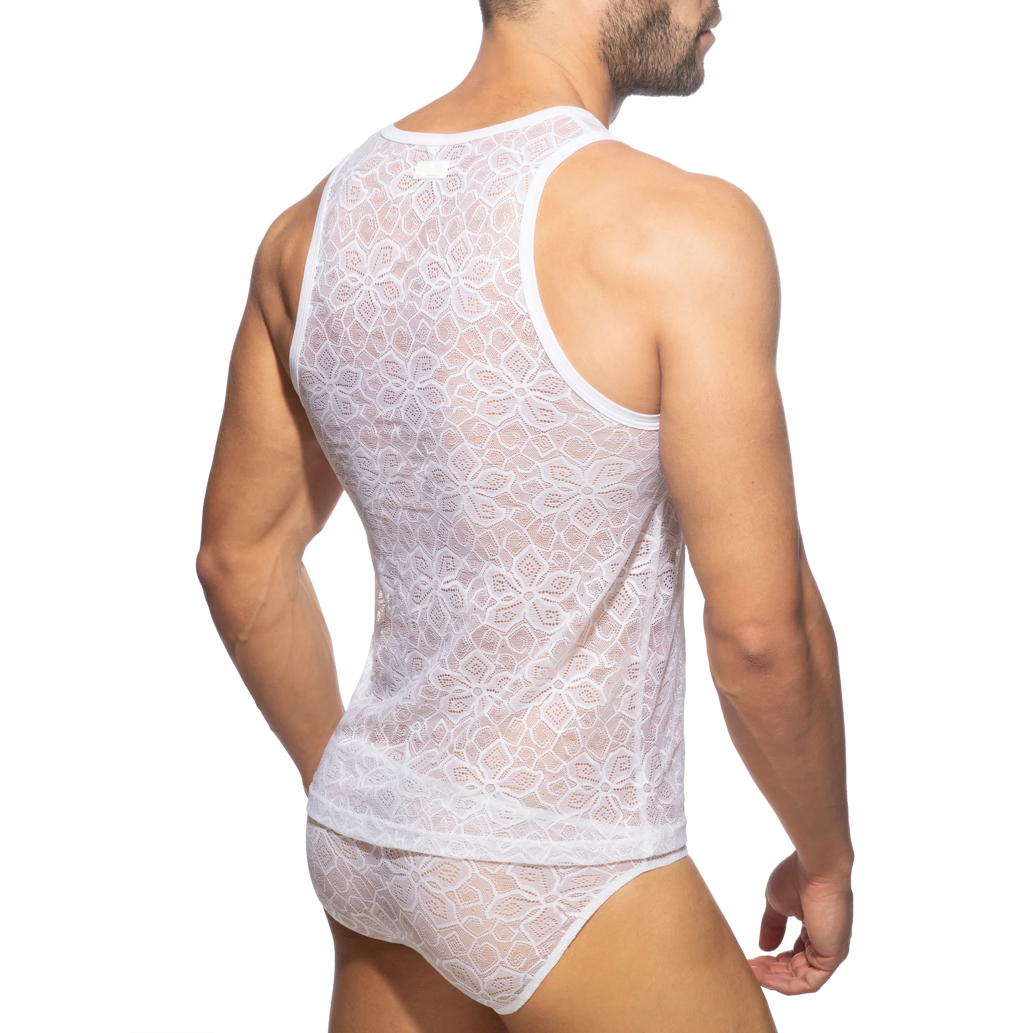 Addicted Flowery Lace Tank Top White AD1077 - Image 3