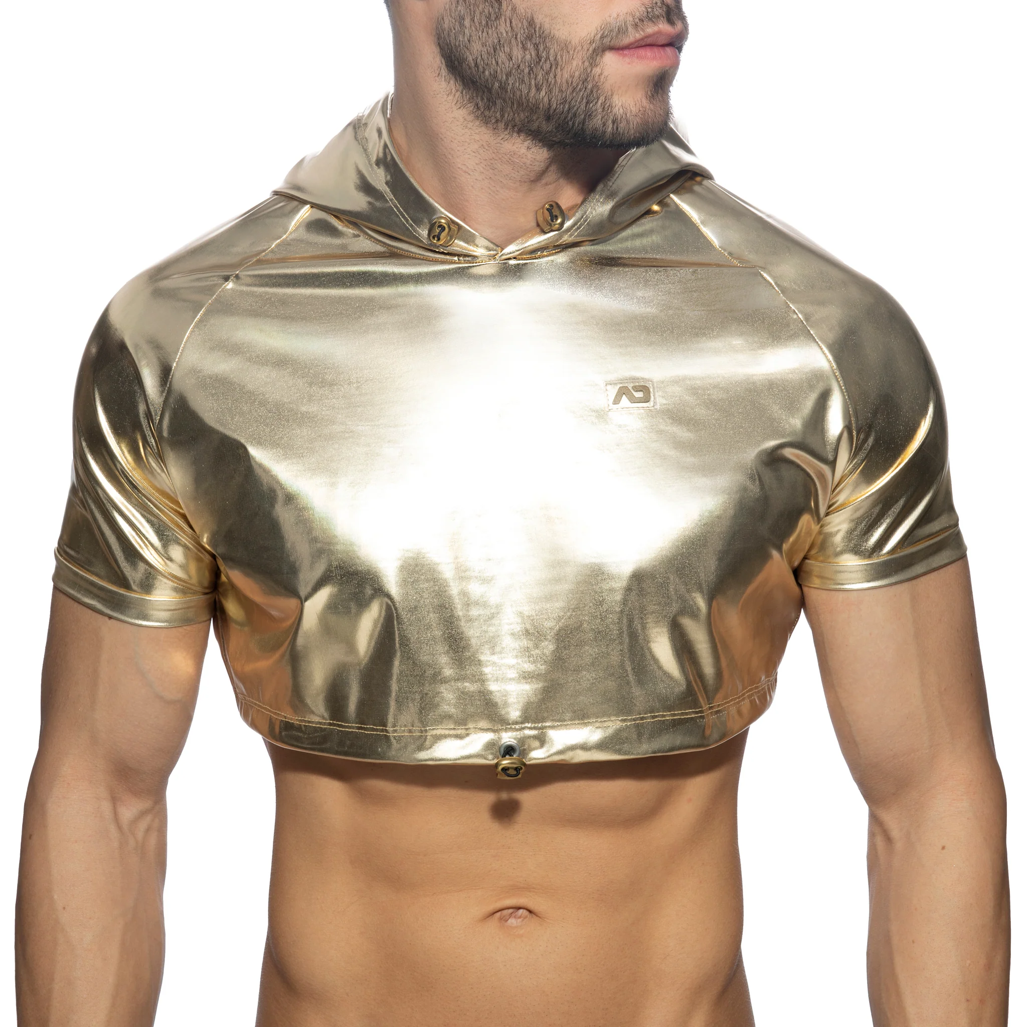 Addicted Gold & Silver Crop Top Gold AD1170 - Image 2