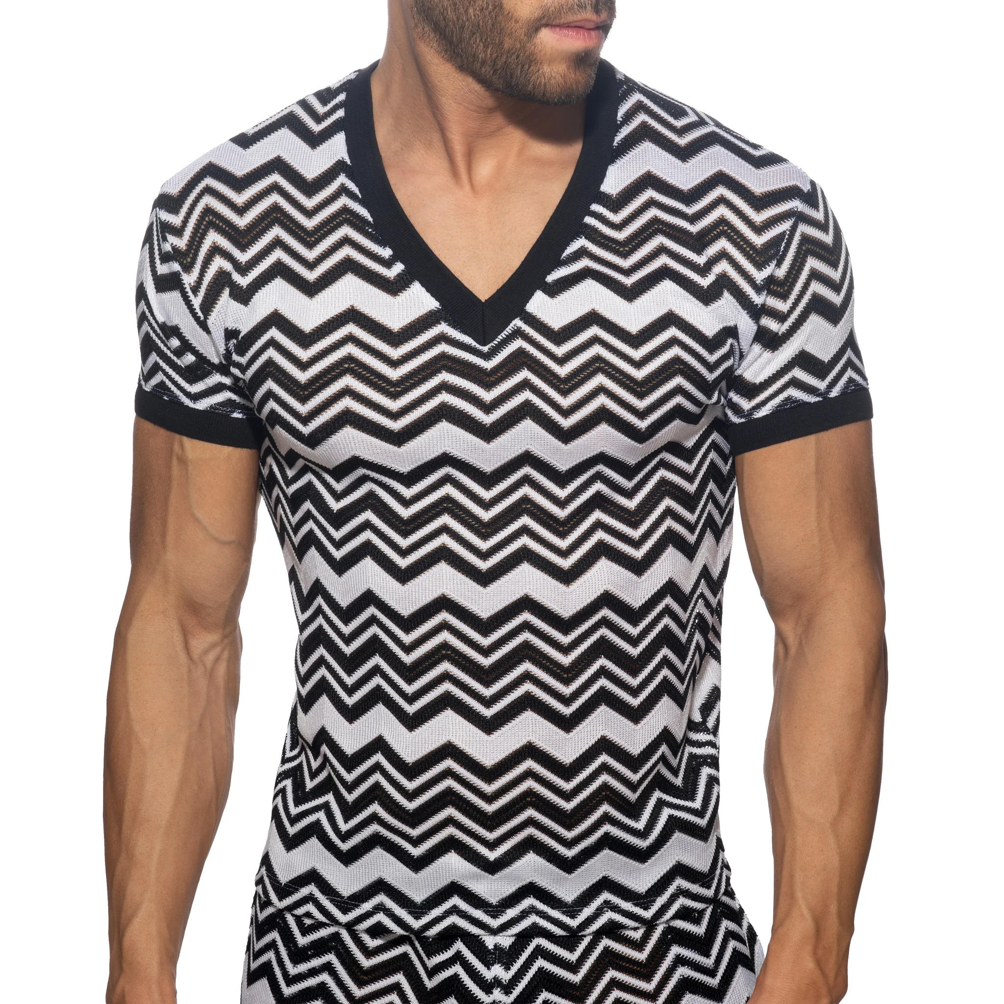 Addicted Isparta V-Neck T-Shirt Black AD1368 - Image 2