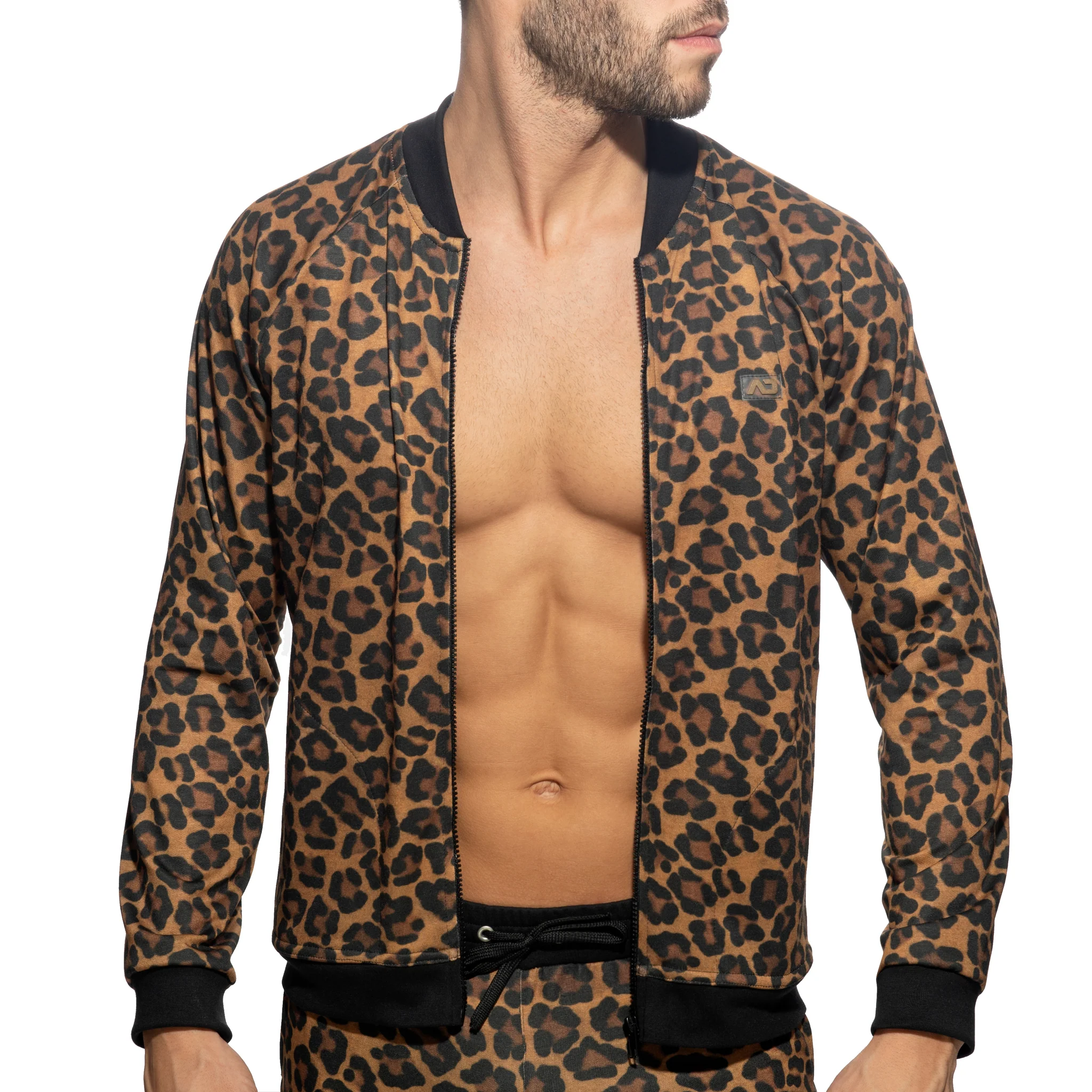 Addicted Leopard Bomber Sweatshirt Brown AD1132 - Image 4