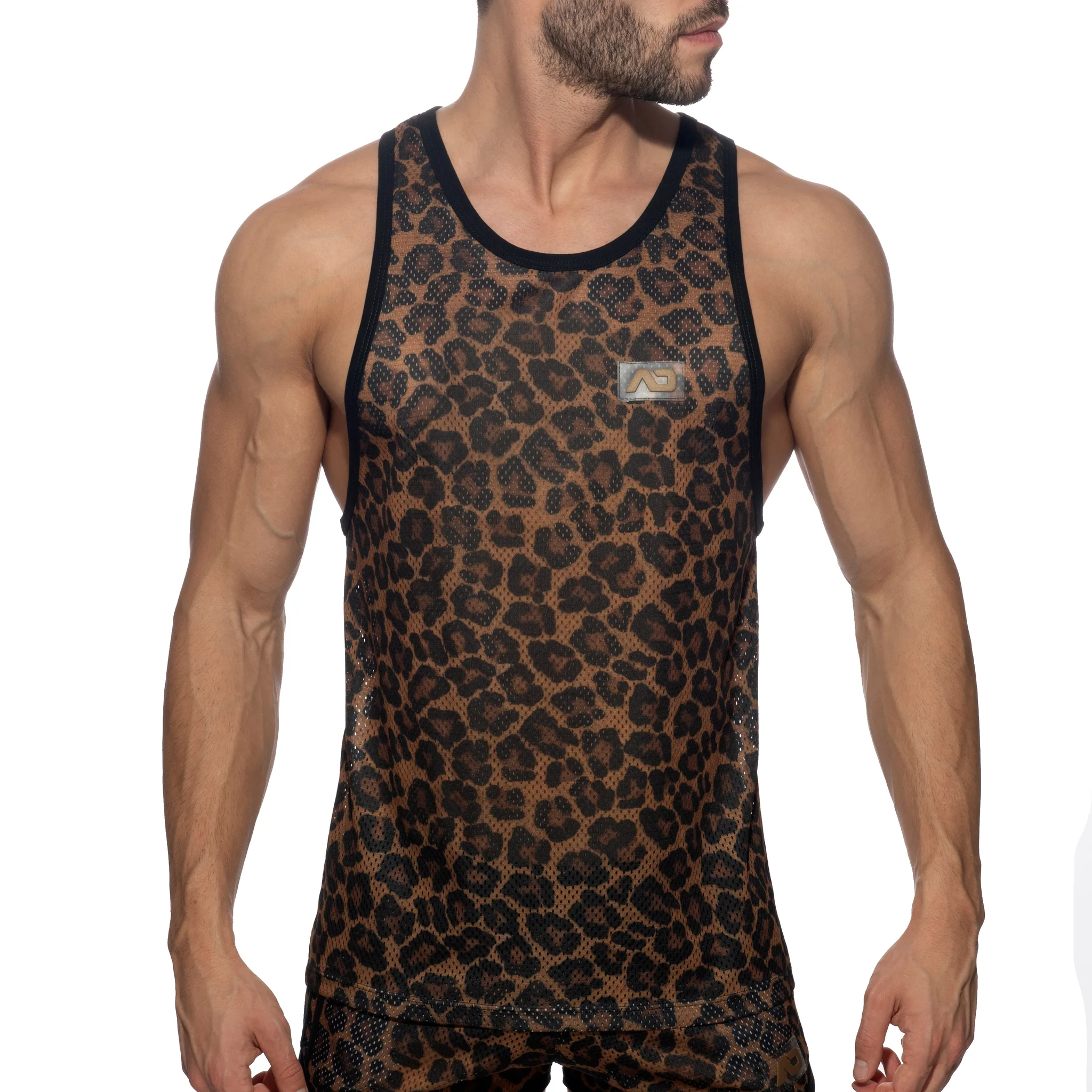 Addicted Leopard Mesh Tank Top Brown AD1139 - Image 2