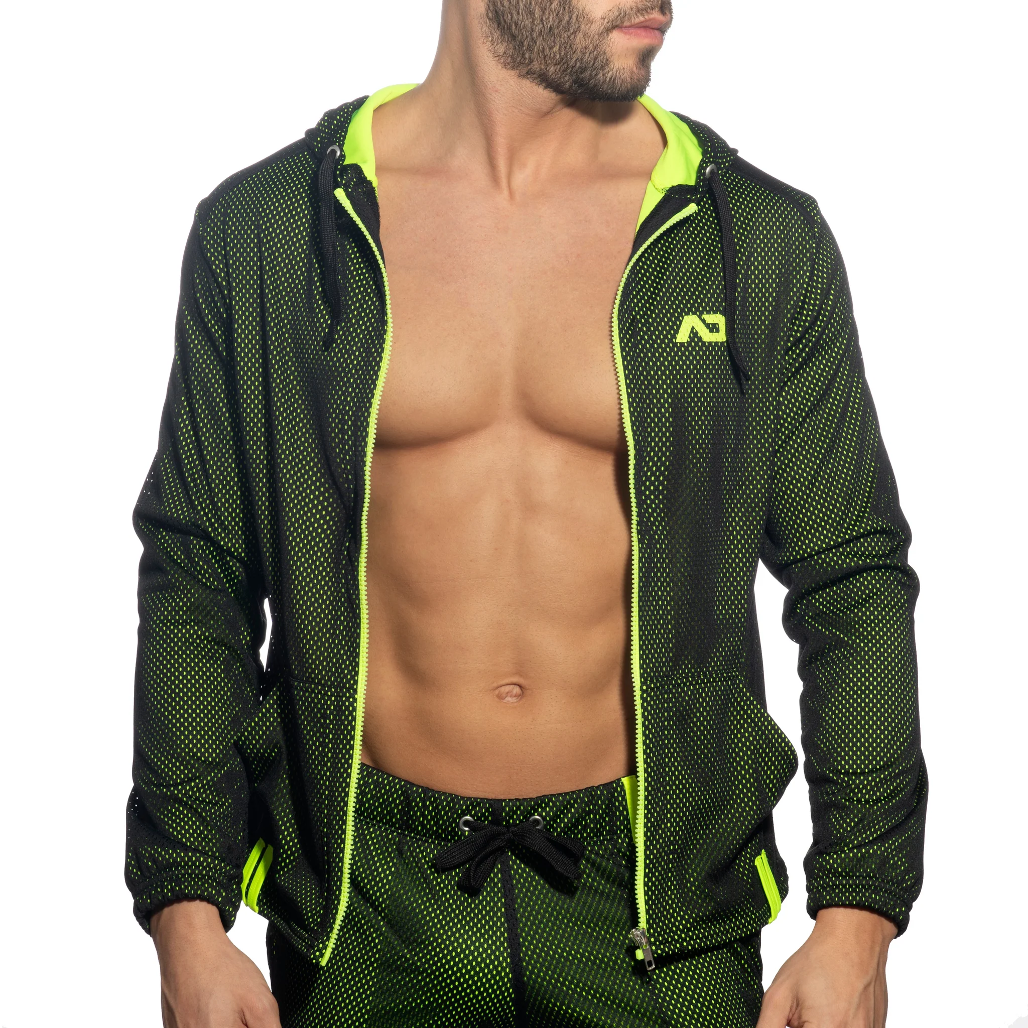 Addicted Long Sleeves Loop-Mesh Hoodie Black AD1214 - Image 4